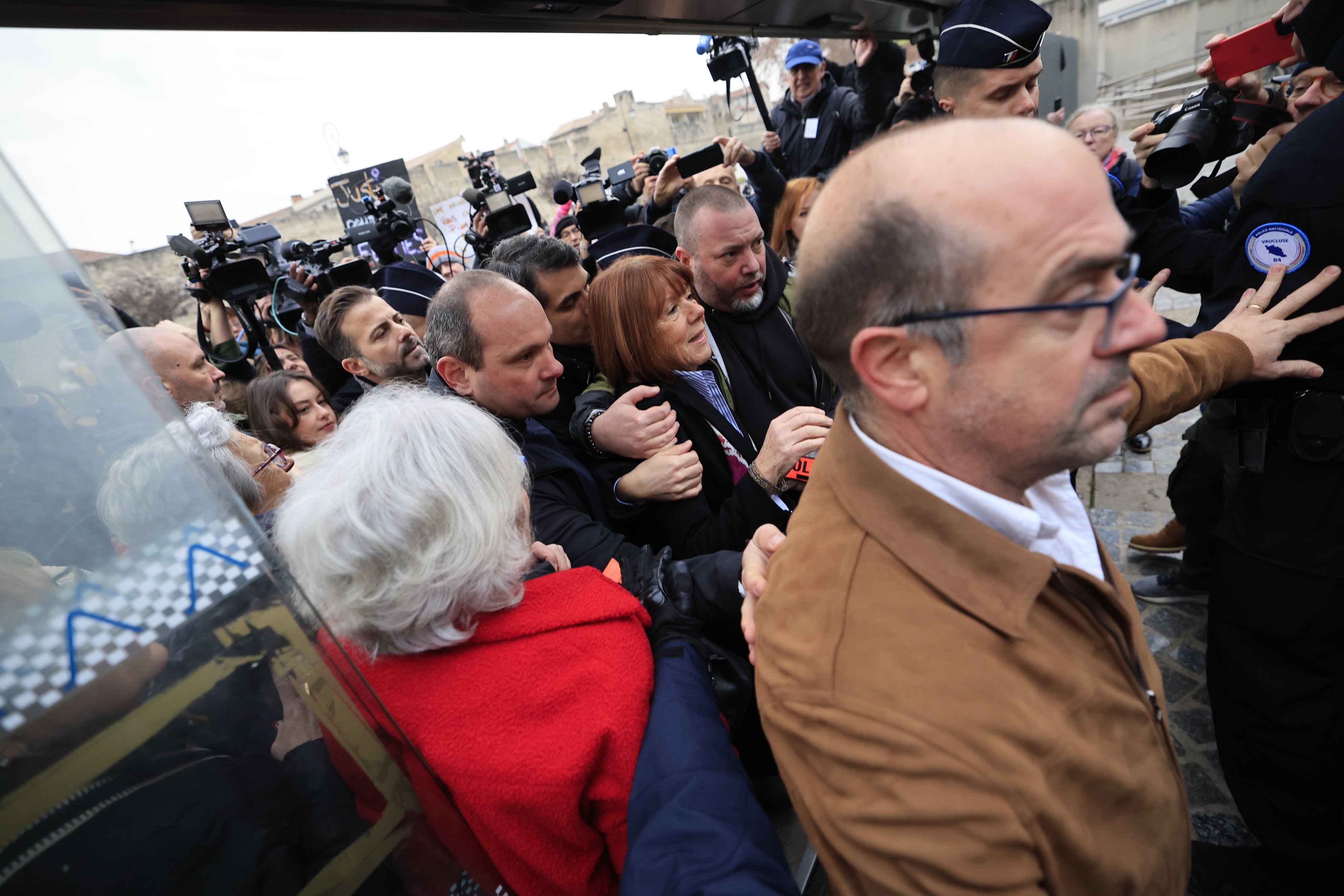 Gisele Pelicot (middle) arrives at the criminal court where her husband Dominique Pelicot is on trial in Avignon. Photo: EPA-EFE