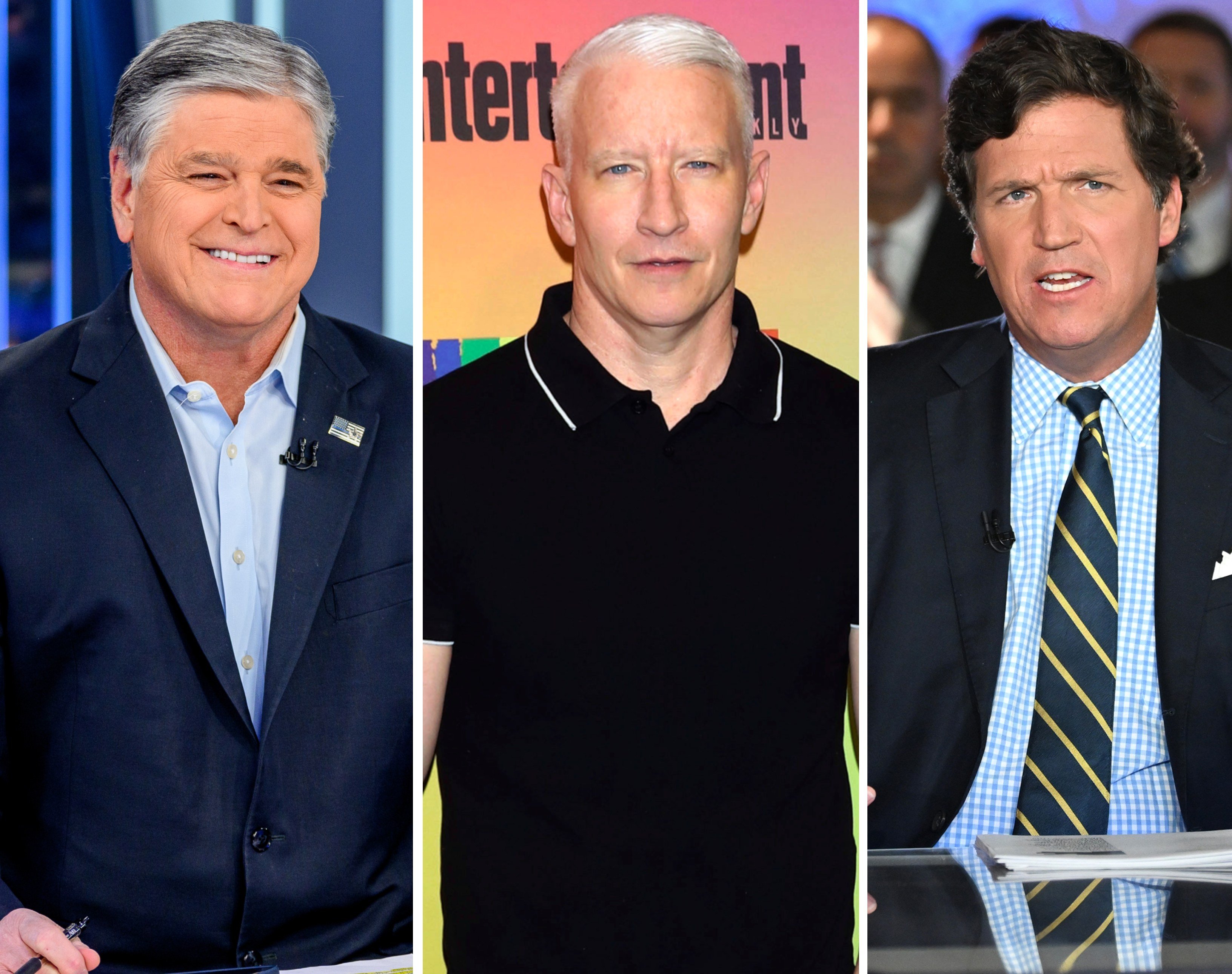 Sean Hannity, Anderson Cooper and Tucker Carlson are among the richest TV anchors in the US. Photos: Getty Images, AP, TNS