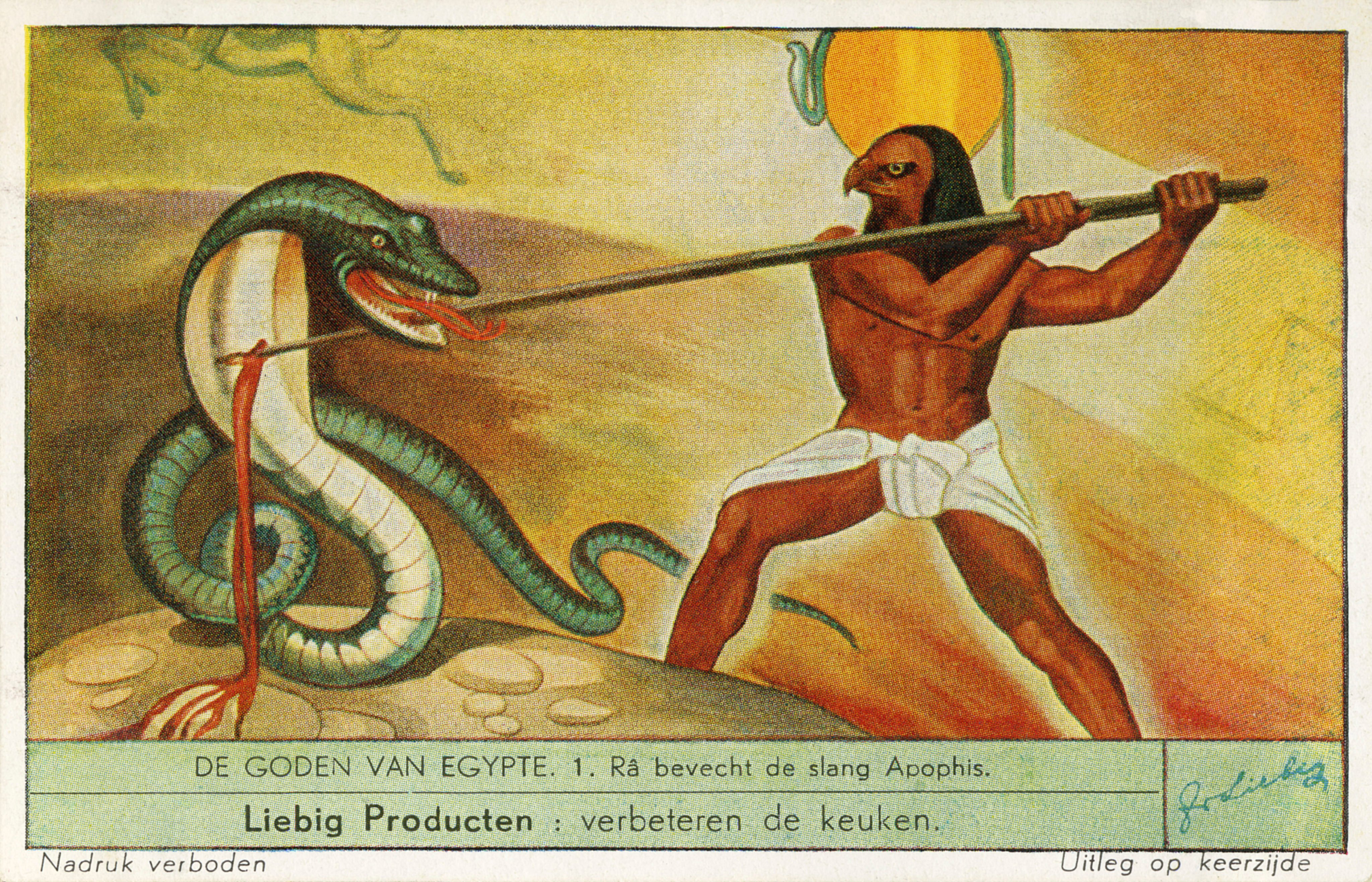 A depiction of the Egyptian sun god Ra fighting the snake god Apep. Snakes are either hated in mythology as evil, sneaky, dangerous, or revered as saviours and friends of the gods. Photo: Getty Images