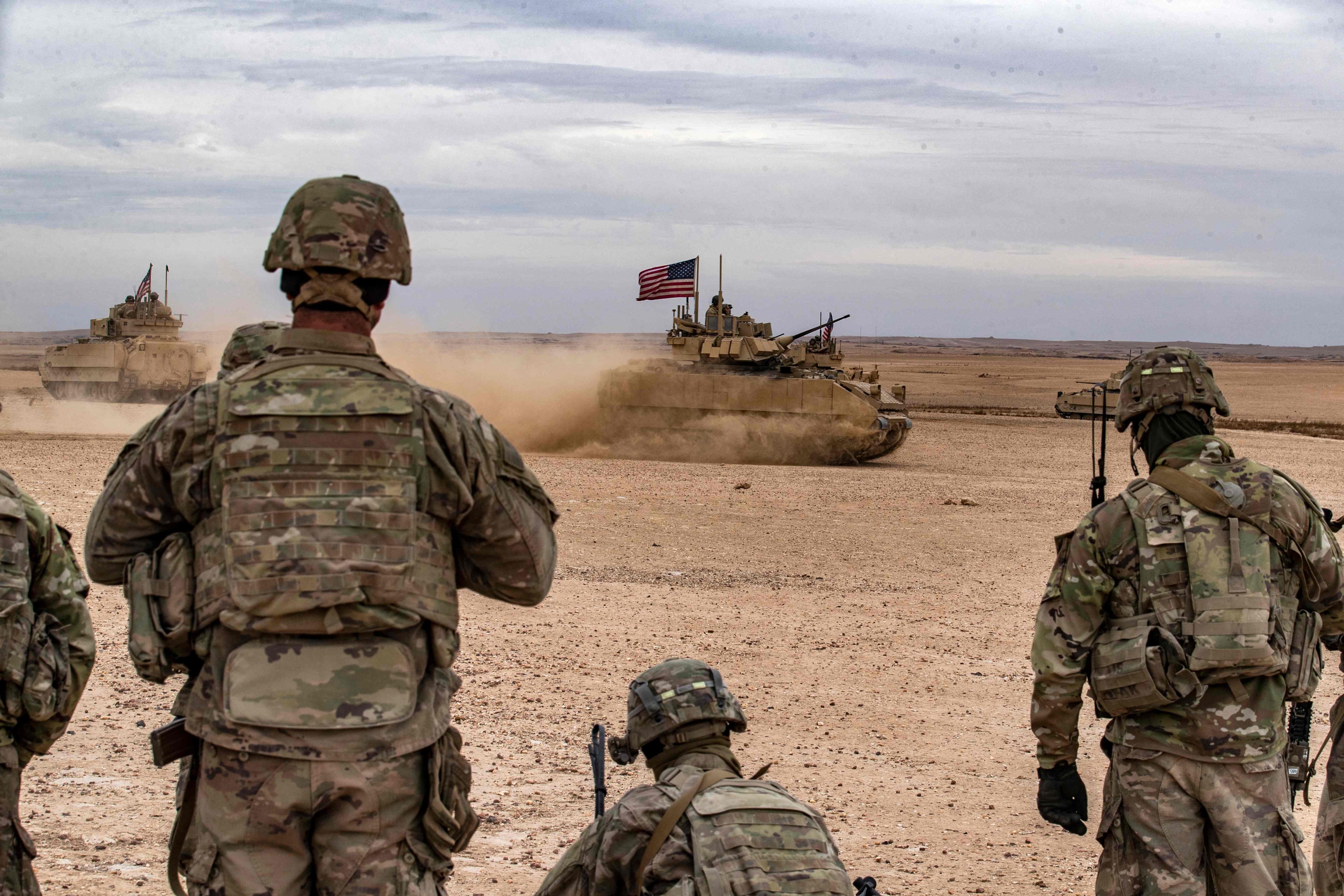 US soldiers and US Bradley Fighting Vehicles in northeastern Syria in 2012. File photo: AFP