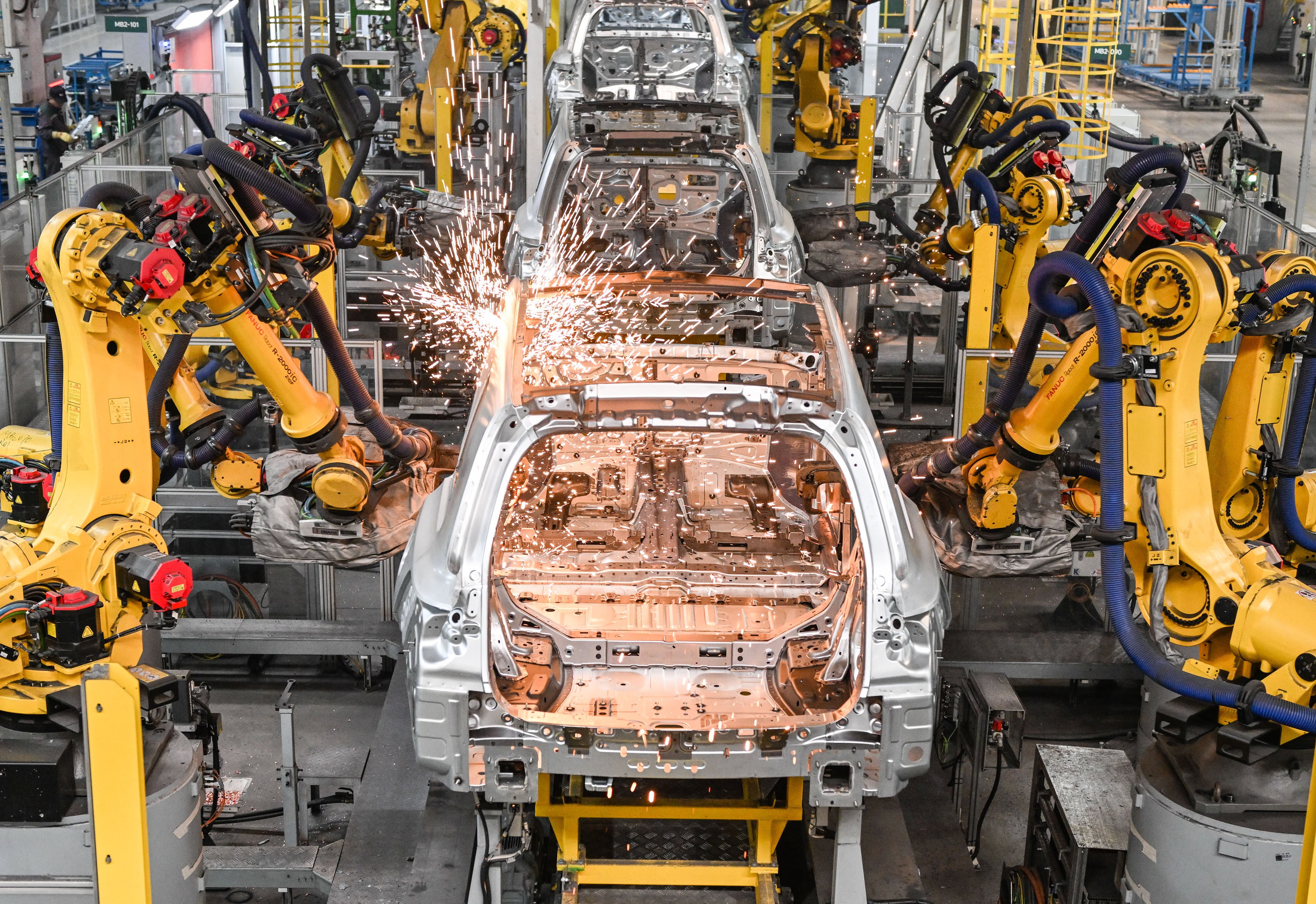 Robots weld bodyshells of cars at Li Auto’s plant in Changzhou, in eastern Jiangsu province. Photo: Xinhua