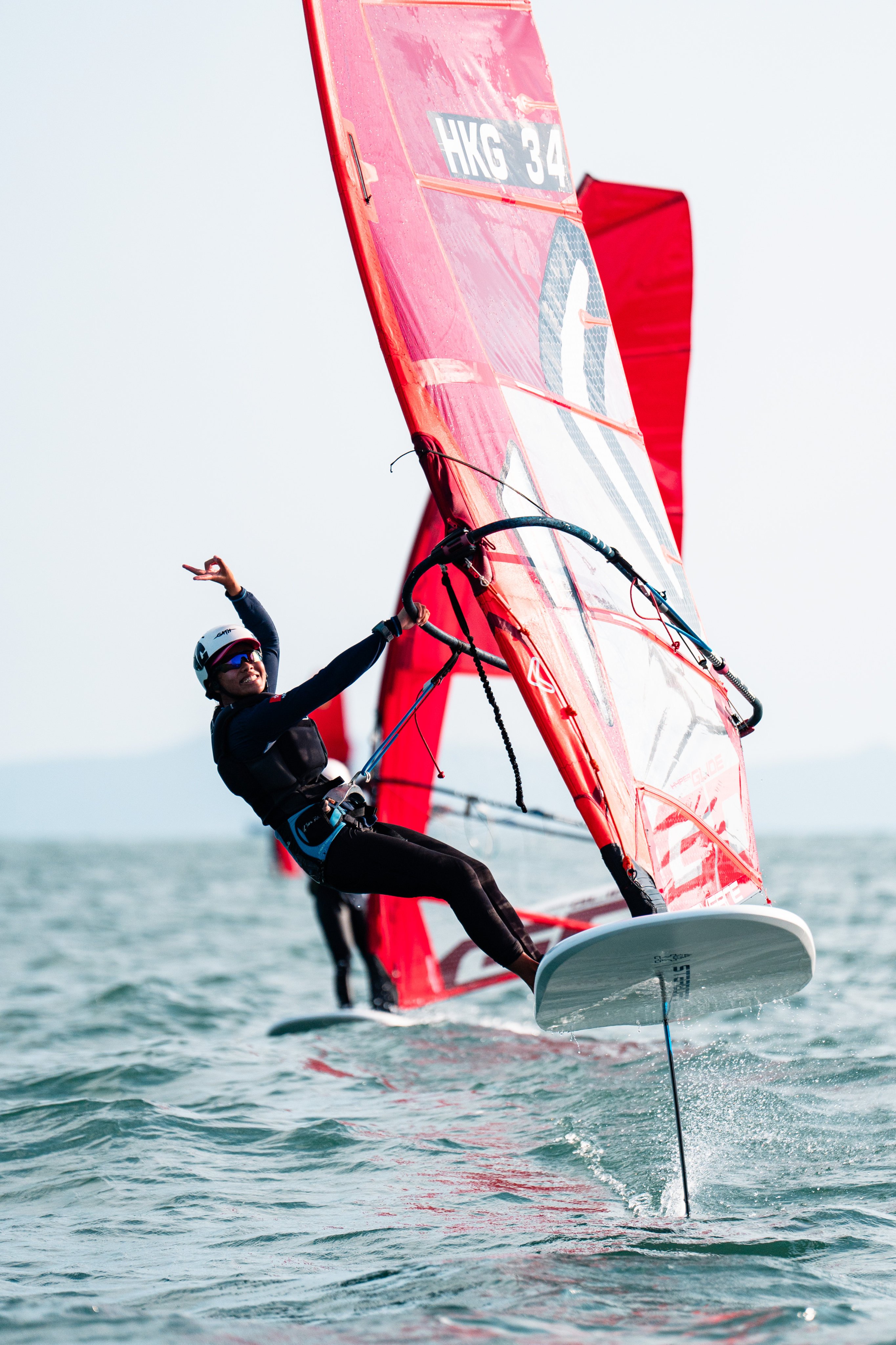 Choy Wing-tung competes in the Haitong International 2024 Hong Kong Open Windsurfing Championships on October 20, 2024. Photo: Lampson Yip/Clicks Images