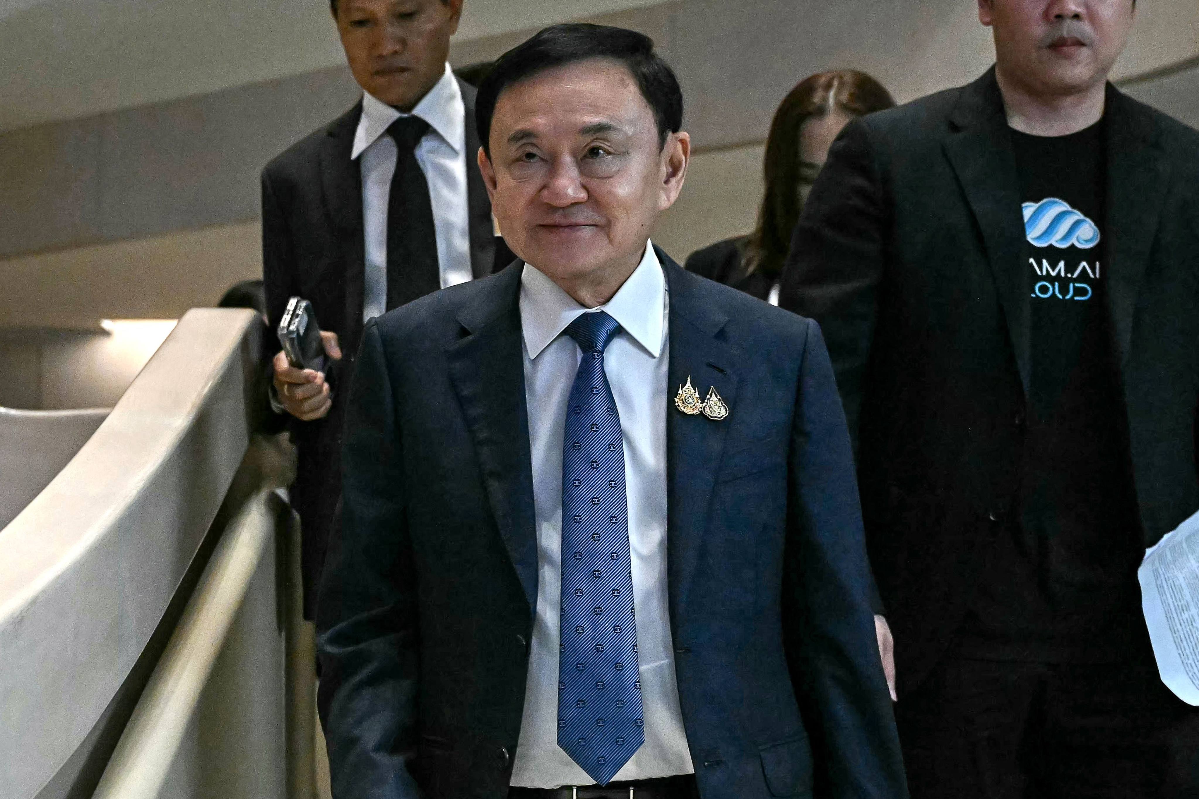 Thailand’s former prime minister Thaksin Shinawatra arrives at a tech event in Bangkok on December 4. Photo: AFP