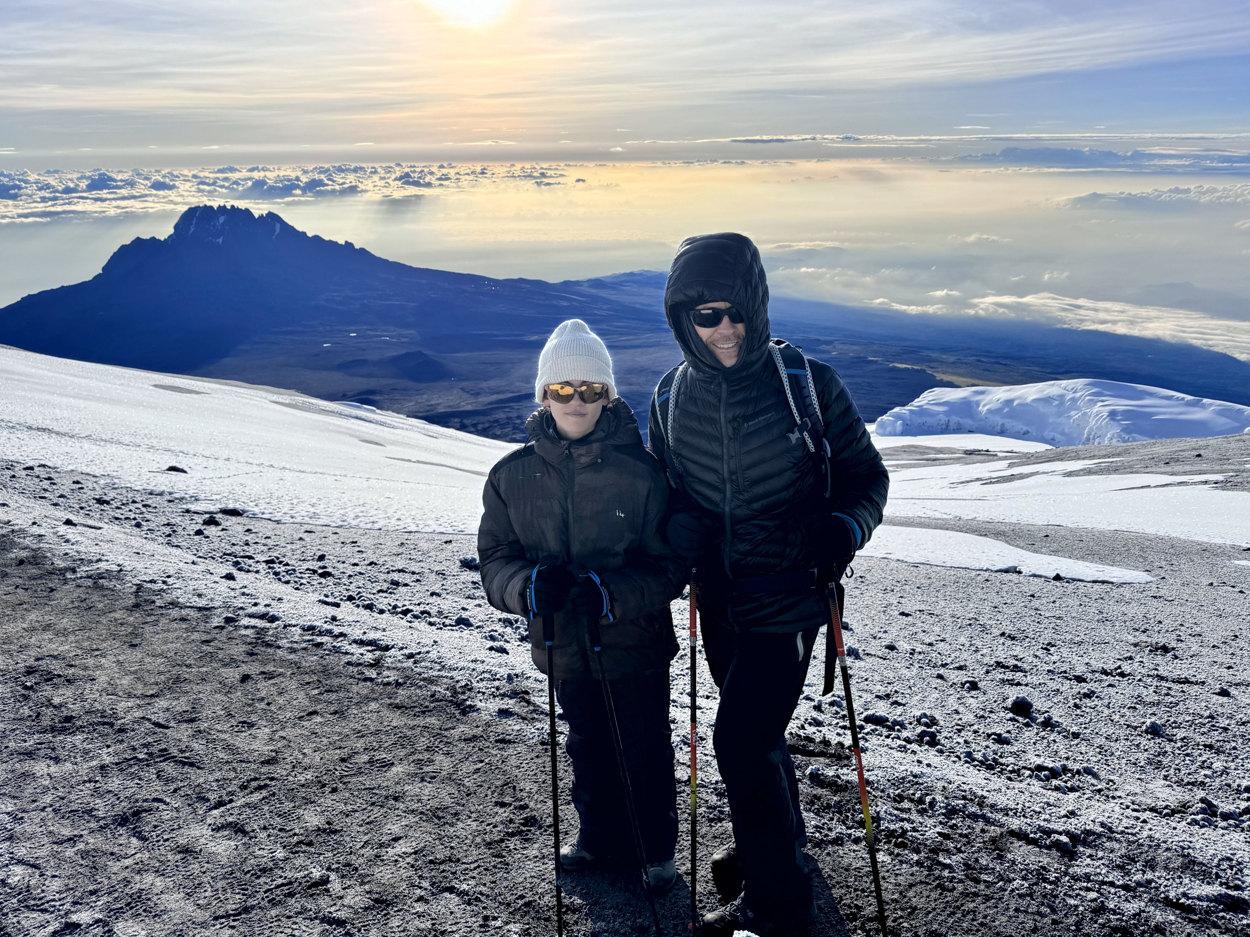 In December 2023, Emma Demopoulos (left, with her father), then aged 12, became the youngest person from Hong Kong to summit Mount Kilimanjaro. Photo: Emma Demopoulos
