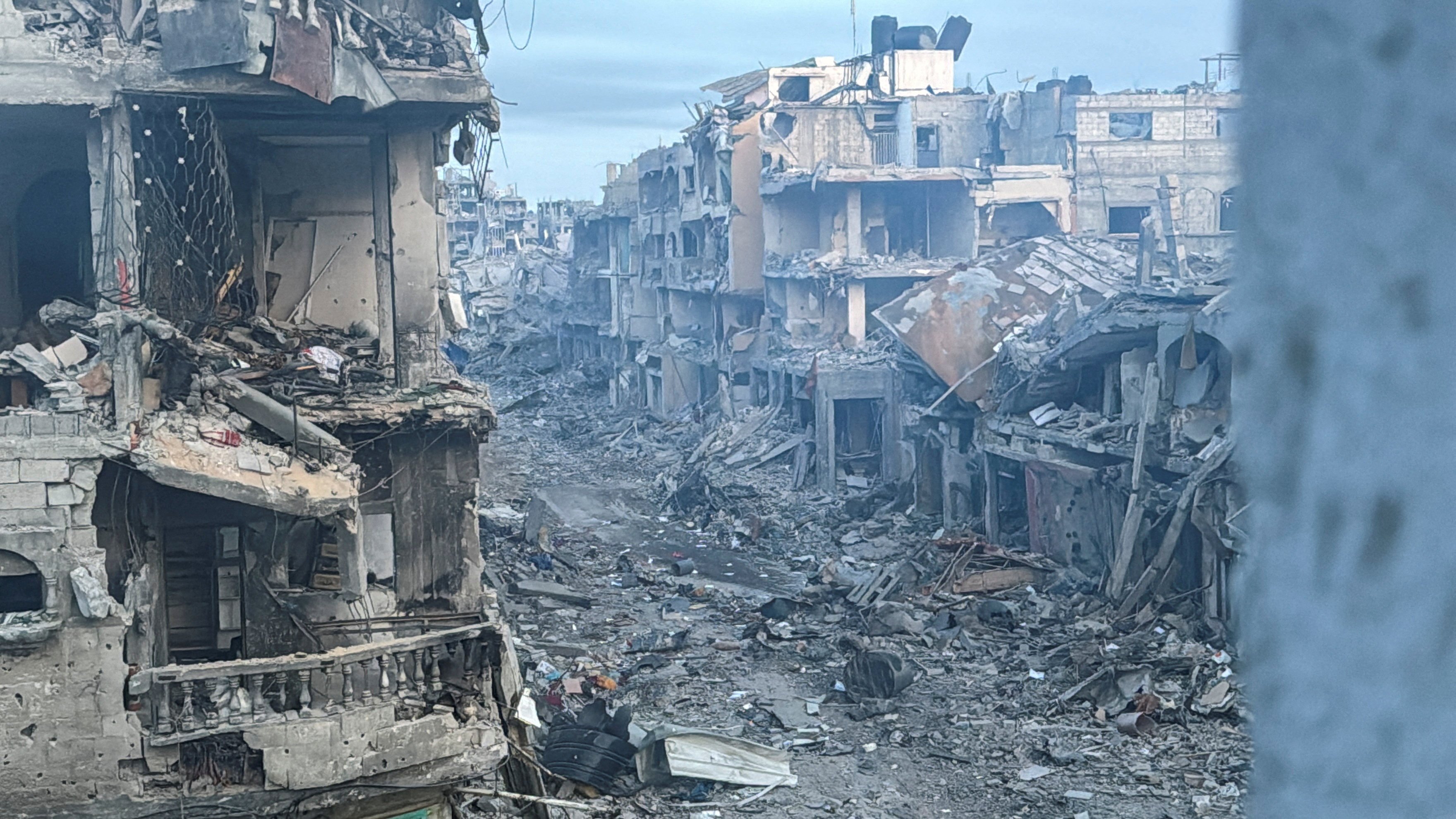 Badly damaged Palestinian houses during the ongoing Israeli military operation in Beit Lahiya, in the northern Gaza Strip. Photo: Reuters