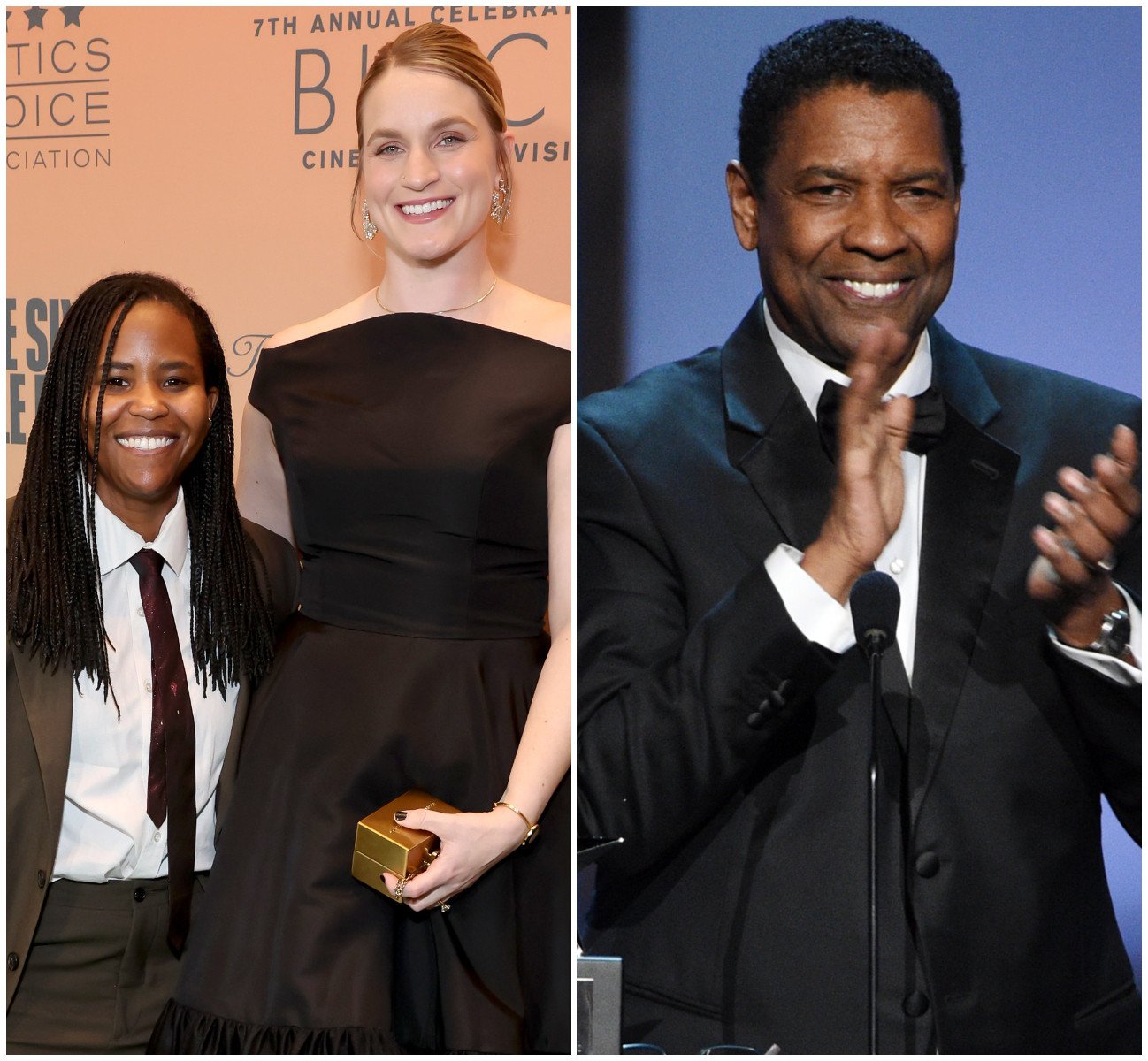 Katia Washington – daughter of Hollywood actor Denzel Washington – with her wife Colleen Wilson. Photos: Getty Images; AP