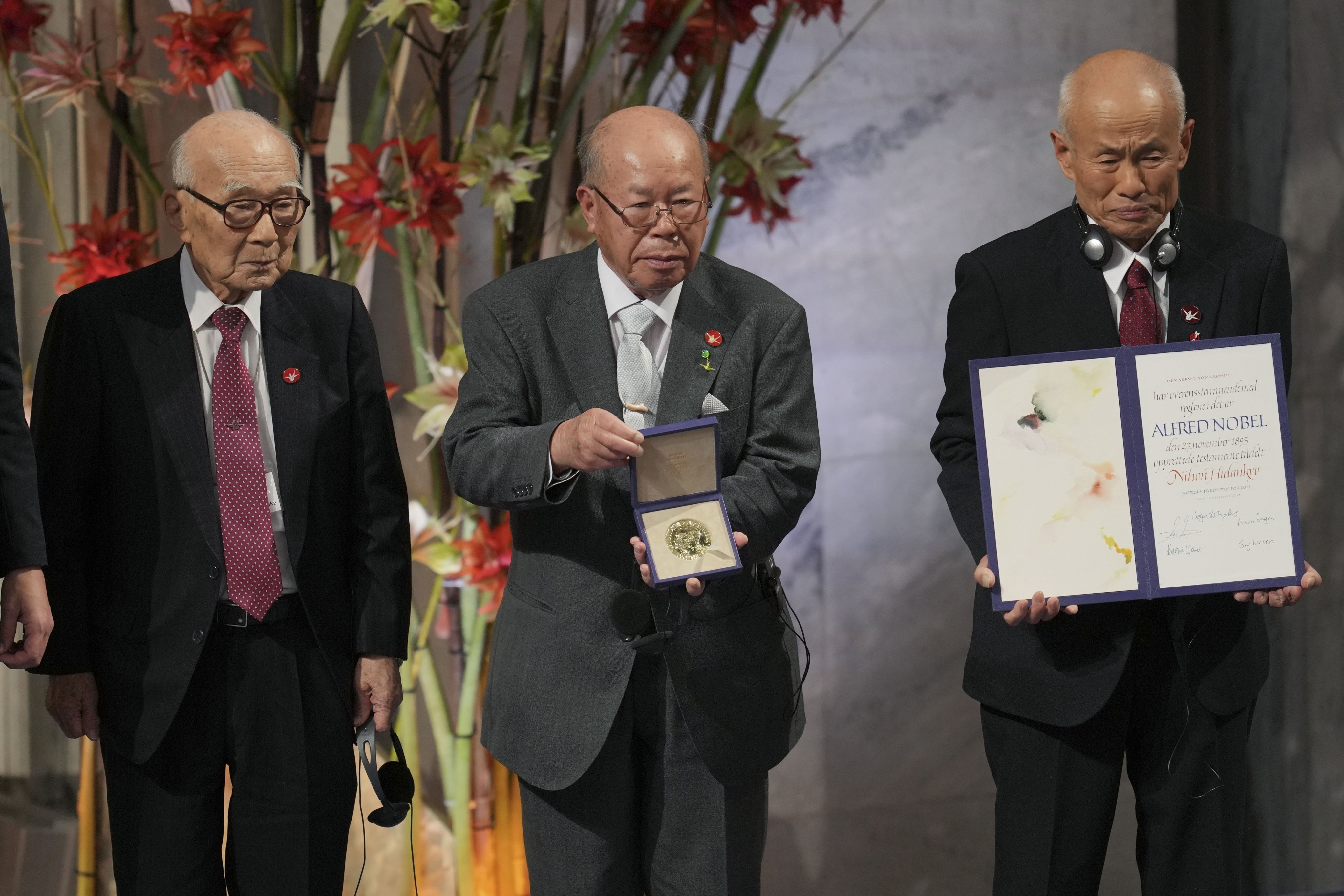 Nihon Hidankyo, representing Hiroshima and Nagasaki survivors, received the Nobel Peace Prize in Oslo, Norway. Photo: AP