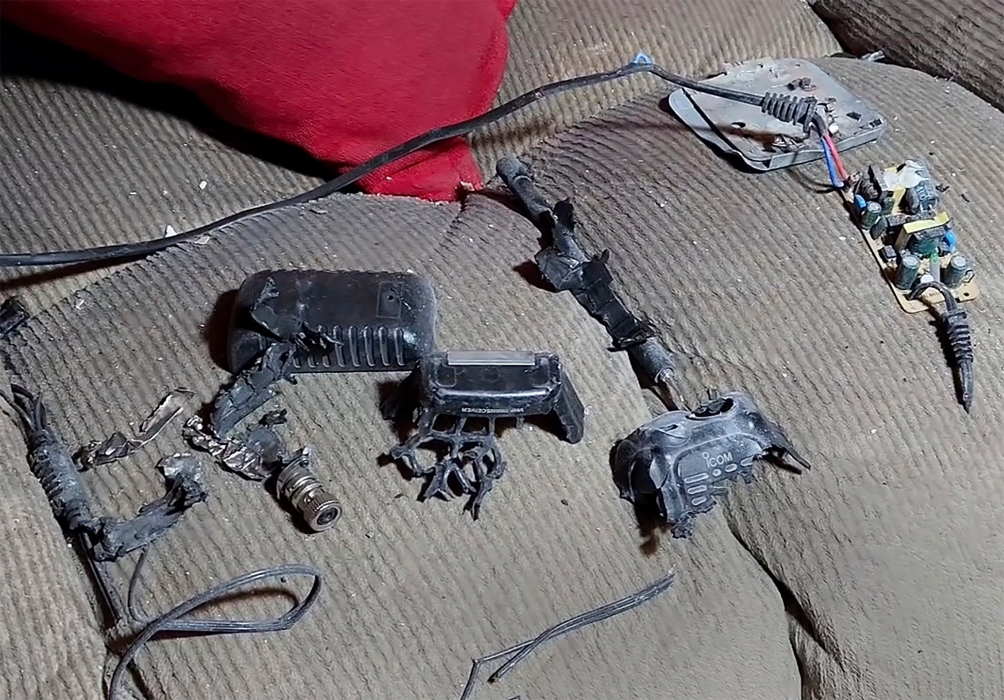 Parts of a walkie-talkie that exploded in September. File photo: AP