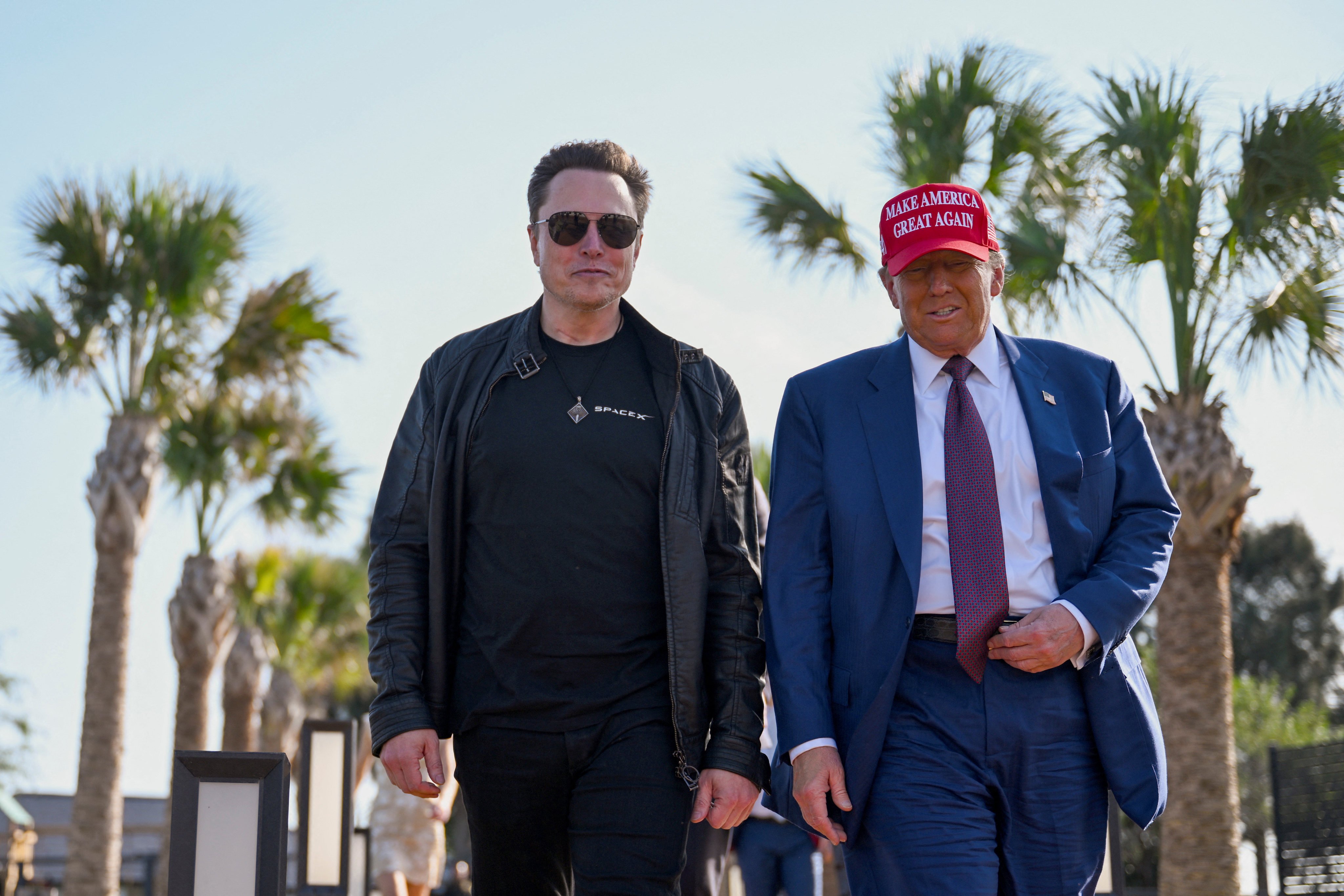 Elon Musk and US president-elect Donald Trump in Brownsville, Texas on November 19. Photo: Pool via Reuters