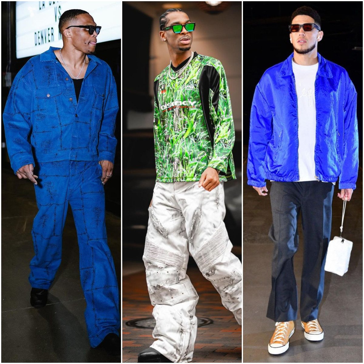 Some of the most stylish American athletes are in the NBA, including (from left) Russell Westbrook, Shai Gilgeous-Alexander and Devin Booker. Photos: @laclippers, @shai, @dbooknations/Instagram