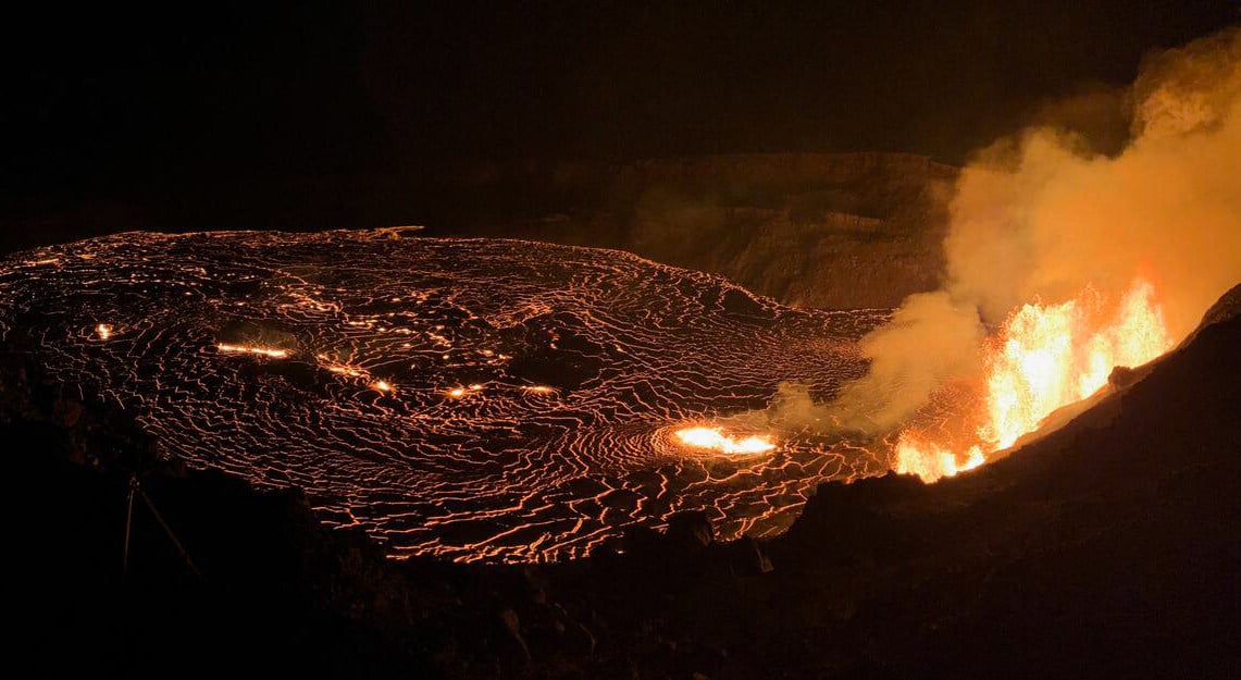 A new eruption within the summit caldera of Kilauea, Kaluapele, that began on Monday at the Kilaeau volcano on Hawaii’s Big Island. Photo:  US Geological Survey / AFP / Handout