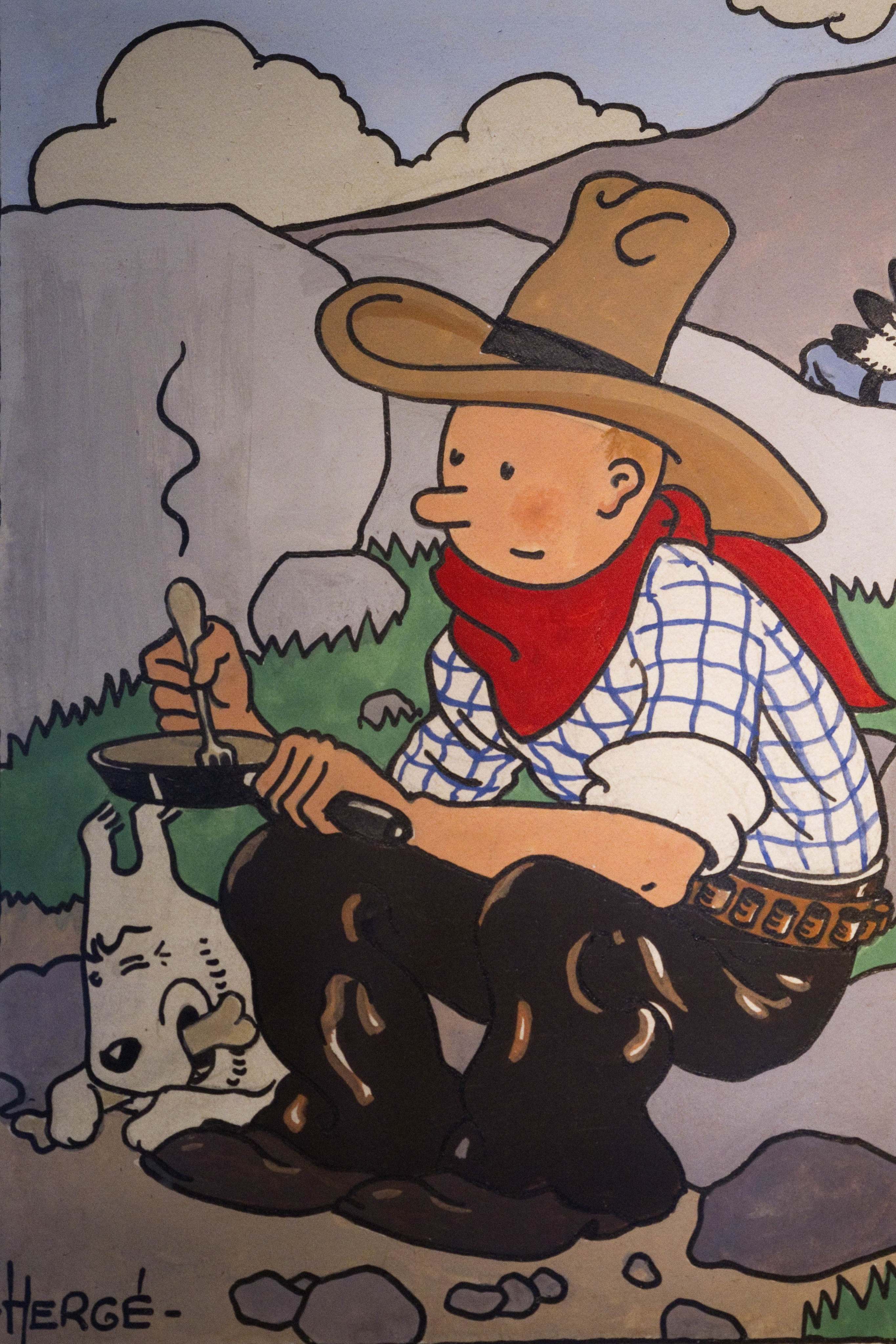 An original 1932 cover of the comic Tintin in America by Georges Remi aka Hergé. Photo: AFP