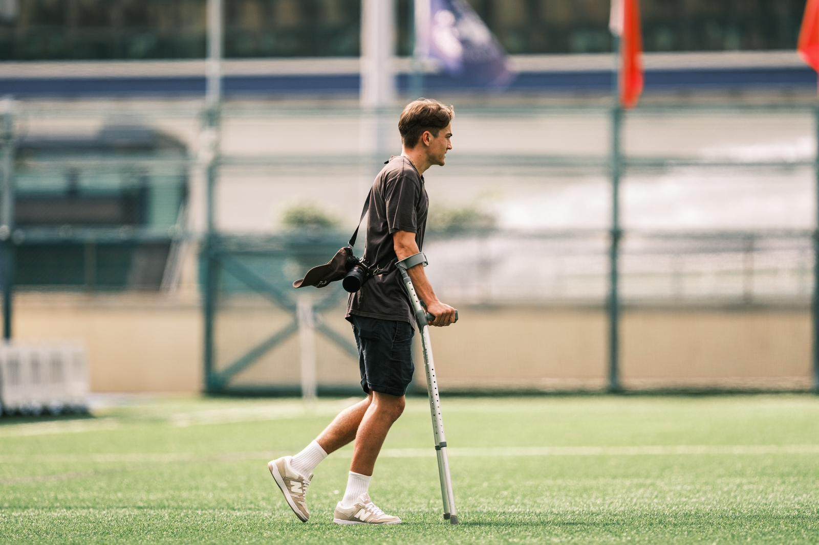 Dominic Johns is now walking without the crutches that accompanied him for more than six months. Photo: HKFC