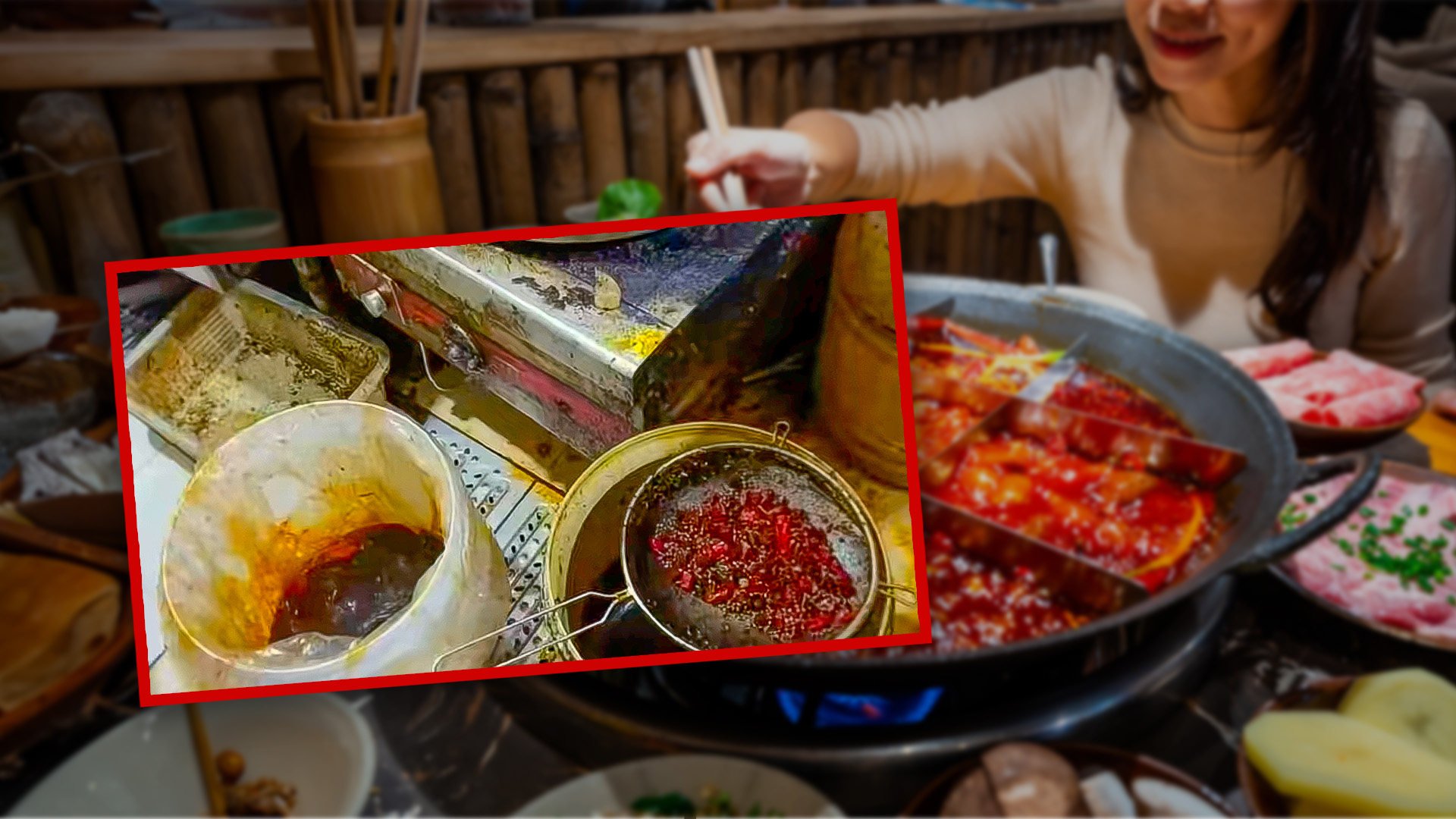 A restaurant in China is being investigated for using a mixture of old and new cooking oil in its hotpot dishes. Photo: SCMP composite/Shutterstock/Douyin