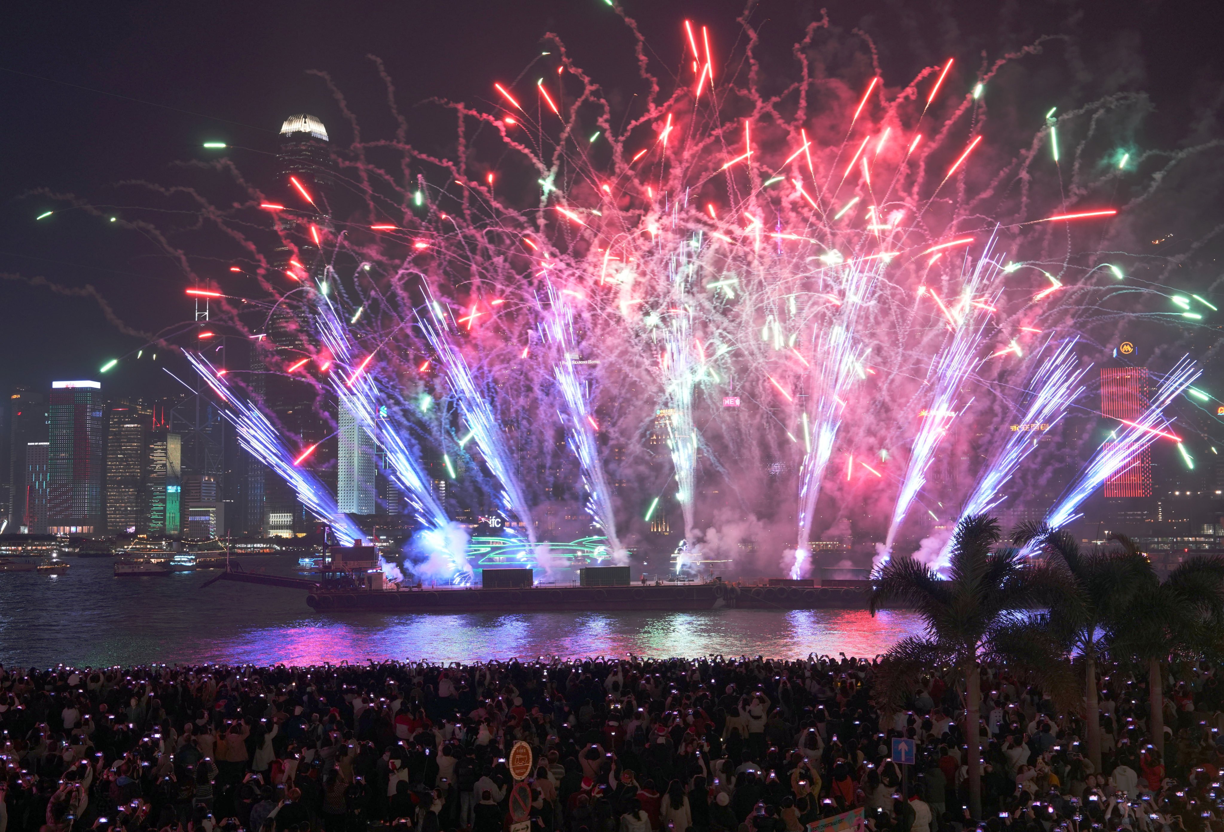 The Winter Harbourfront Pyrotechnics that began at 8pm on Tuesday. Photo: Sun Yeung