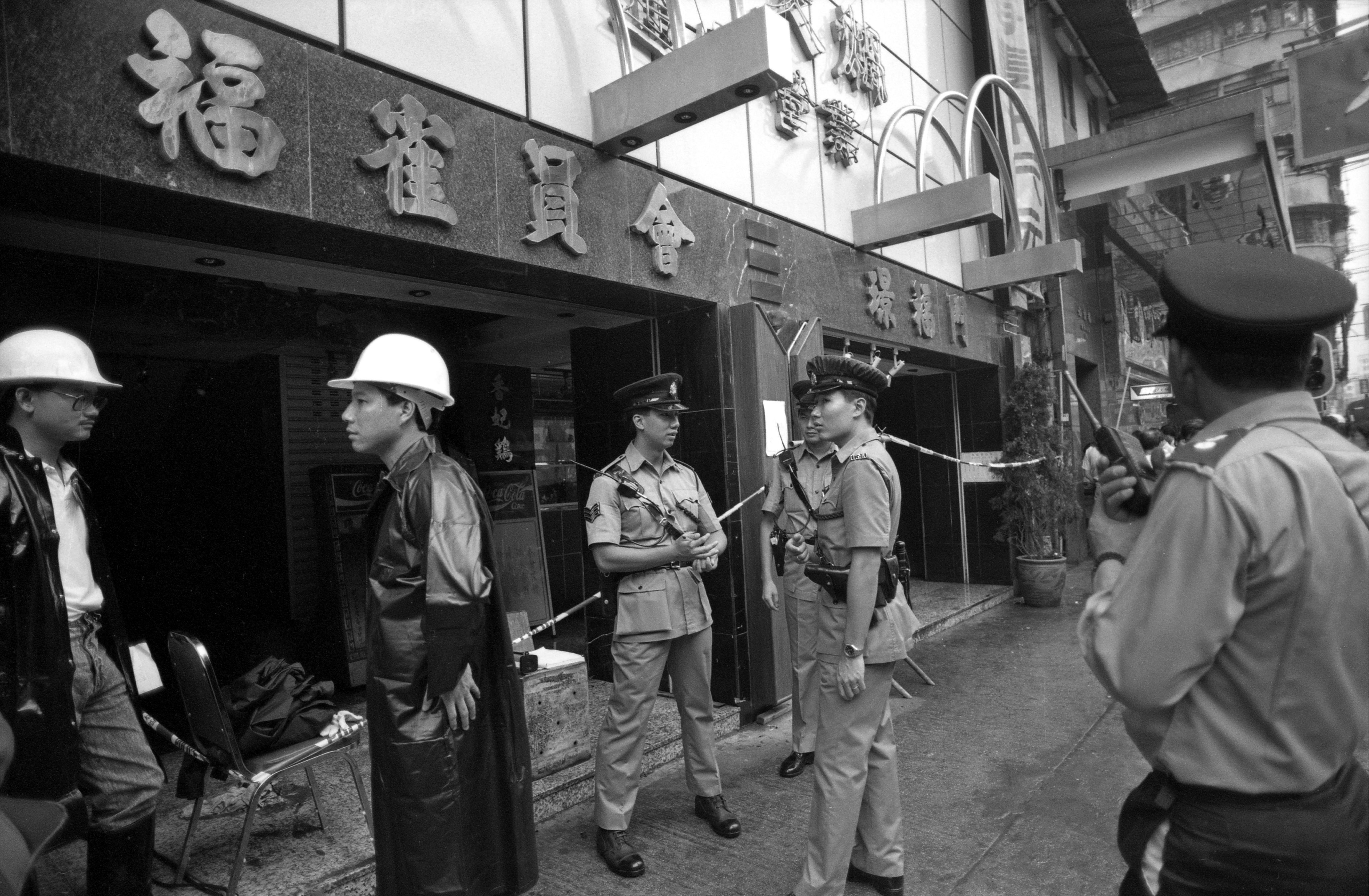 A Hong Kong restaurant and mahjong club was firebombed in 1990, after refusing to pay local gangsters. Six men, including three shareholders in the King Ford Moon Restaurant and Mahjong Club (above) were killed. Photo: SCMP Archives
