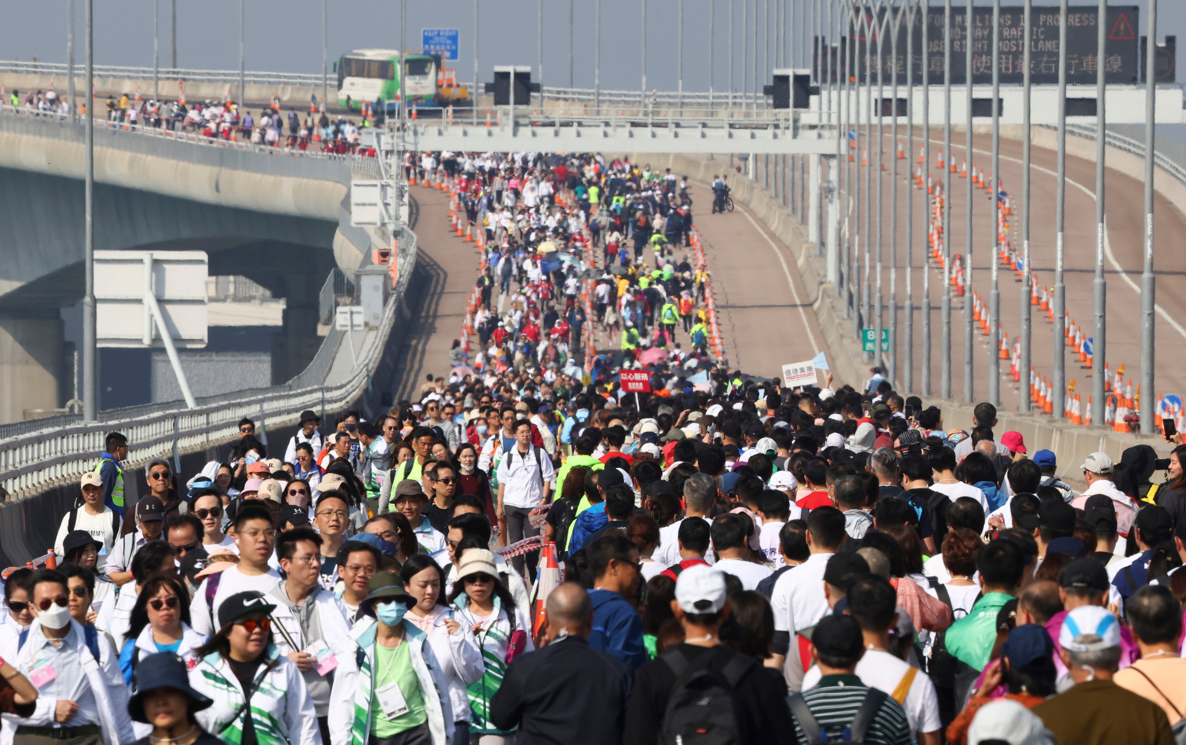 The Community Chest 55th Anniversary Walk for Millions at Hong Kong-Zhuhai-Macau Bridge in January 2024. Photo: Dickson Lee