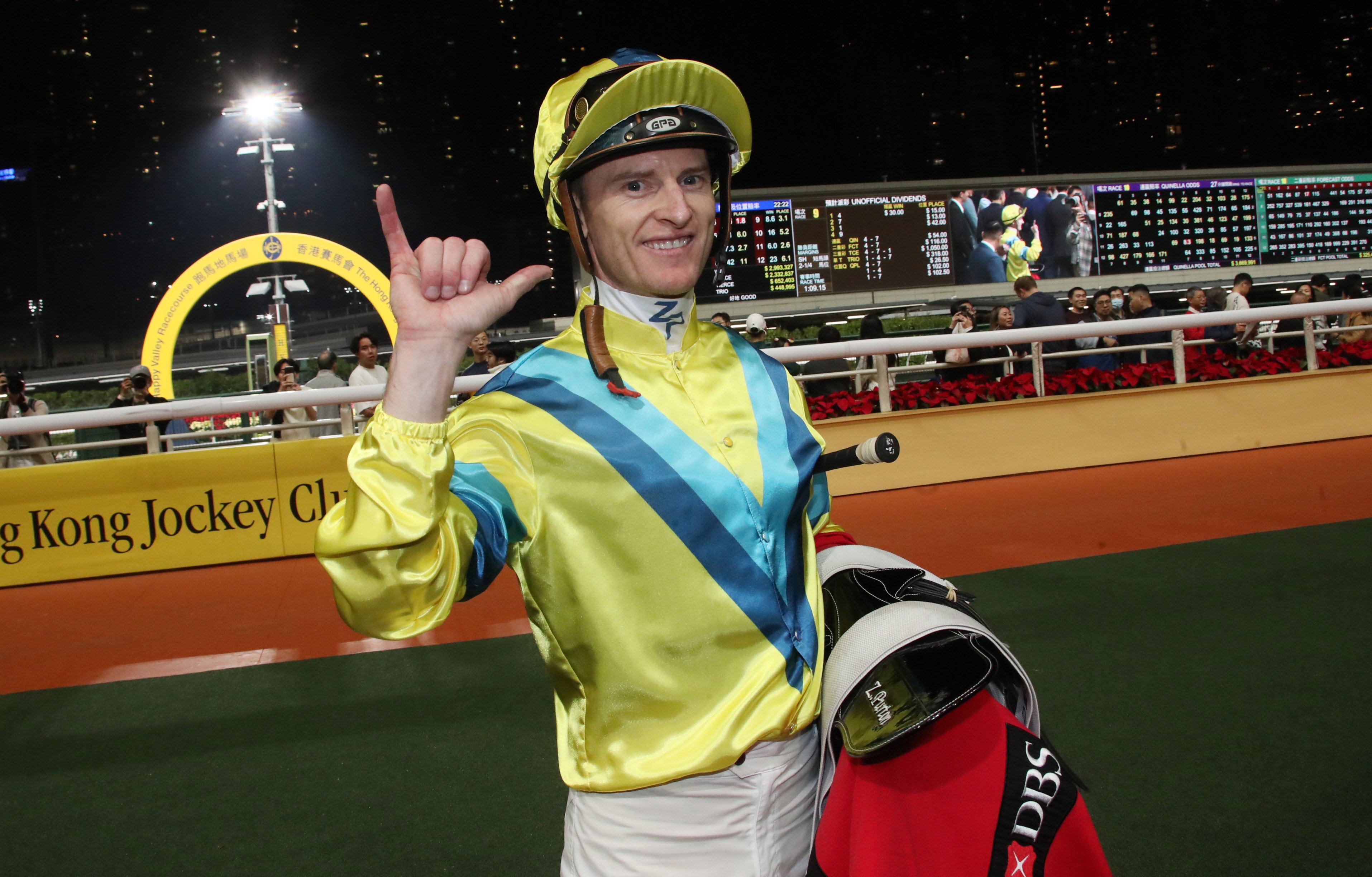 Zac Purton is all smiles after landing a record-equalling six Happy Valley wins on Boxing Day. Photos: Kenneth Chan