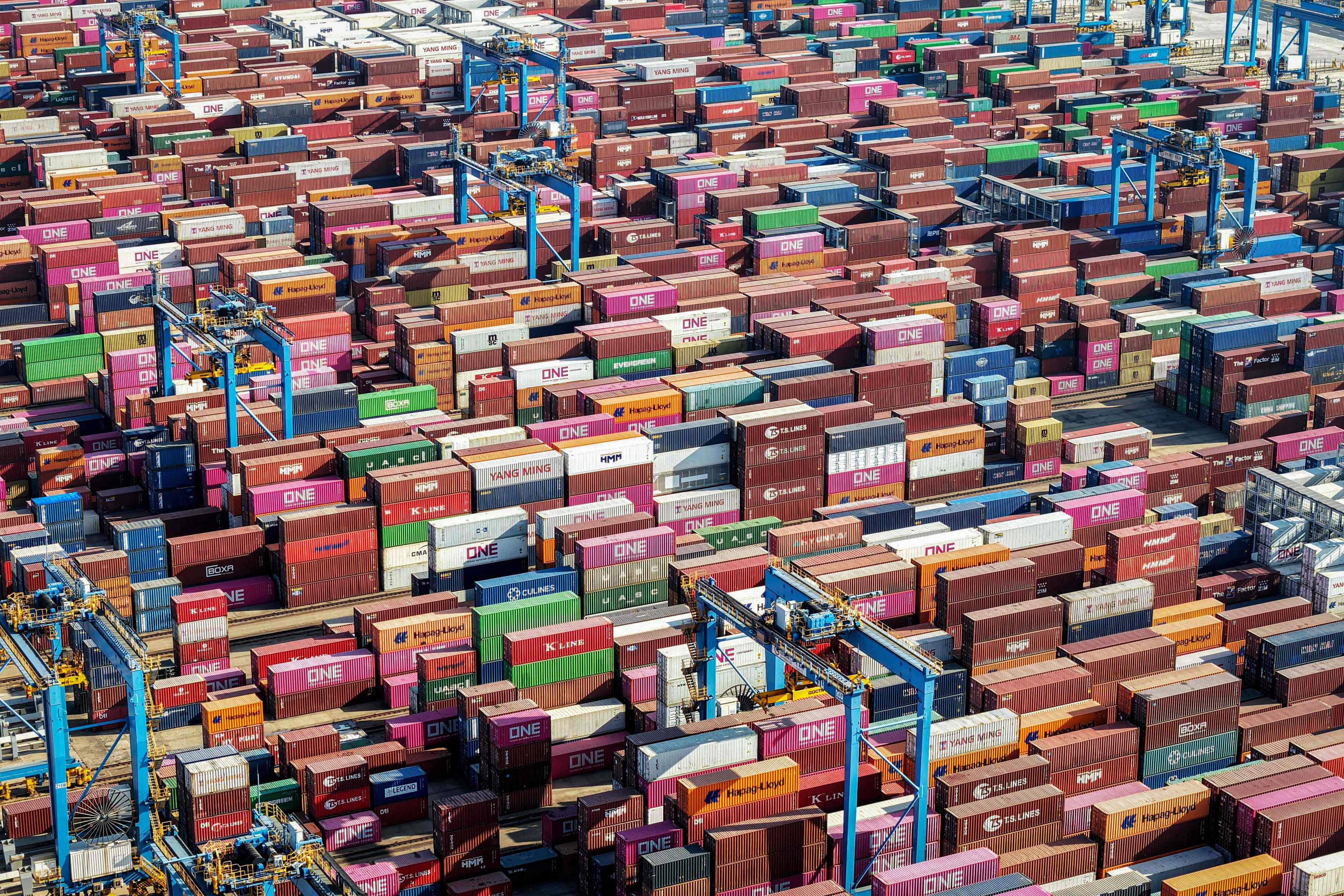 Shipping containers at Qingdao port in eastern China’s Shandong province on Thursday. Photo: AFP