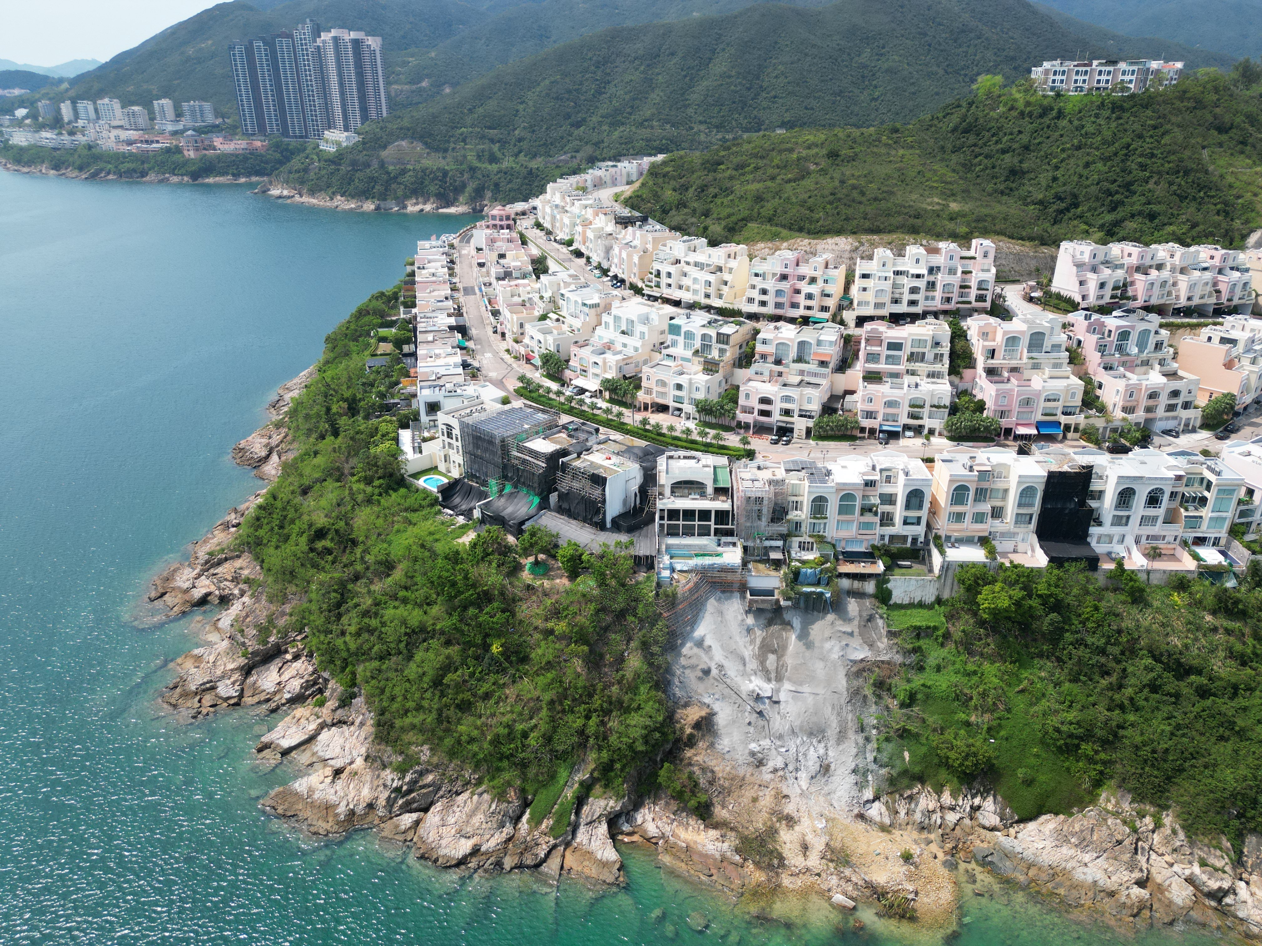 A landslide caused by record September rainfall revealed illegal basements under luxury homes at Redhill Peninsula in Tai Tam. Photo: Yik Yeung-man