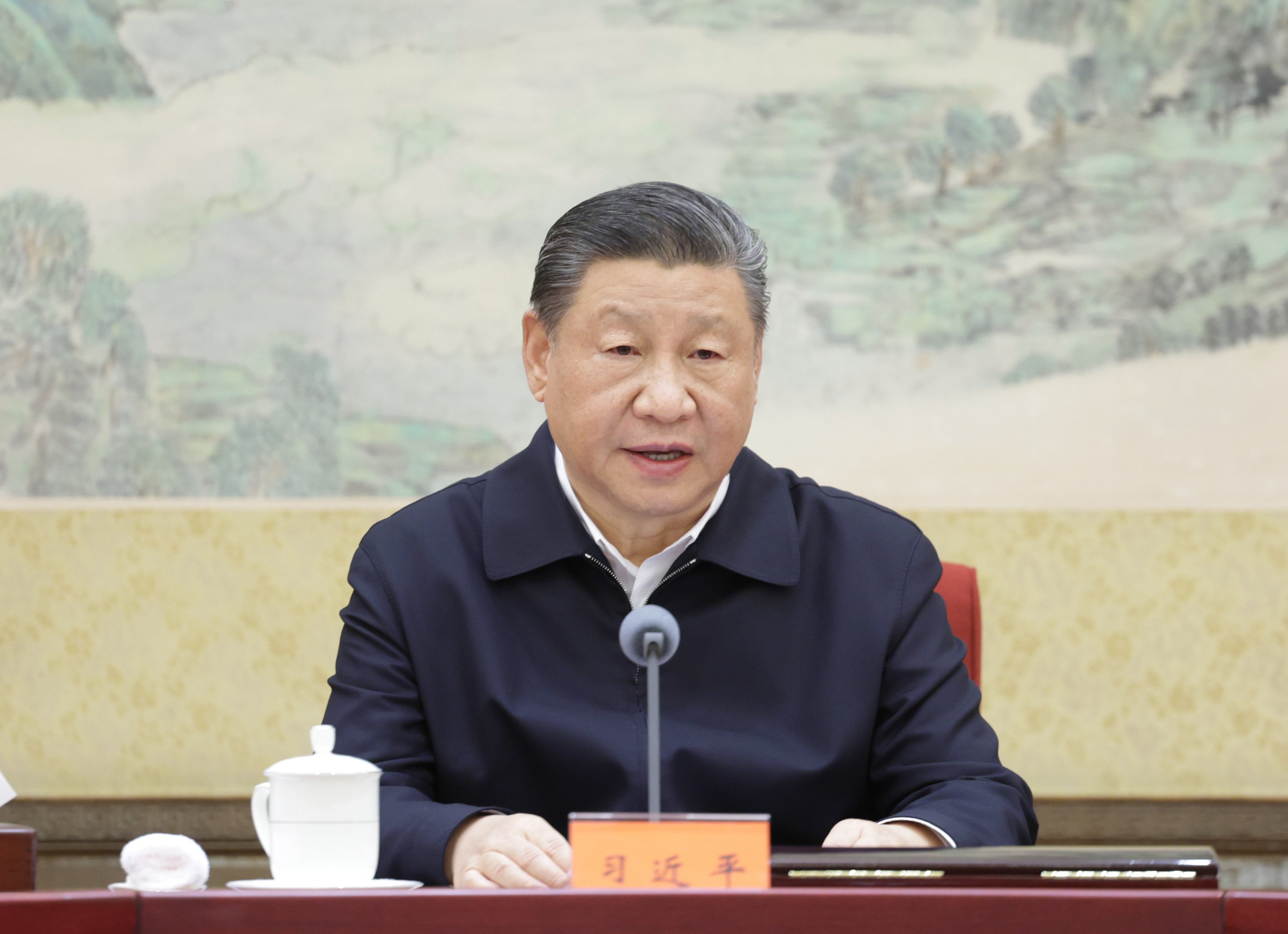 President Xi Jinping addresses the annual “democracy life” meeting of the Politburo, held in Beijing over Thursday and Friday. Photo: Xinhua 