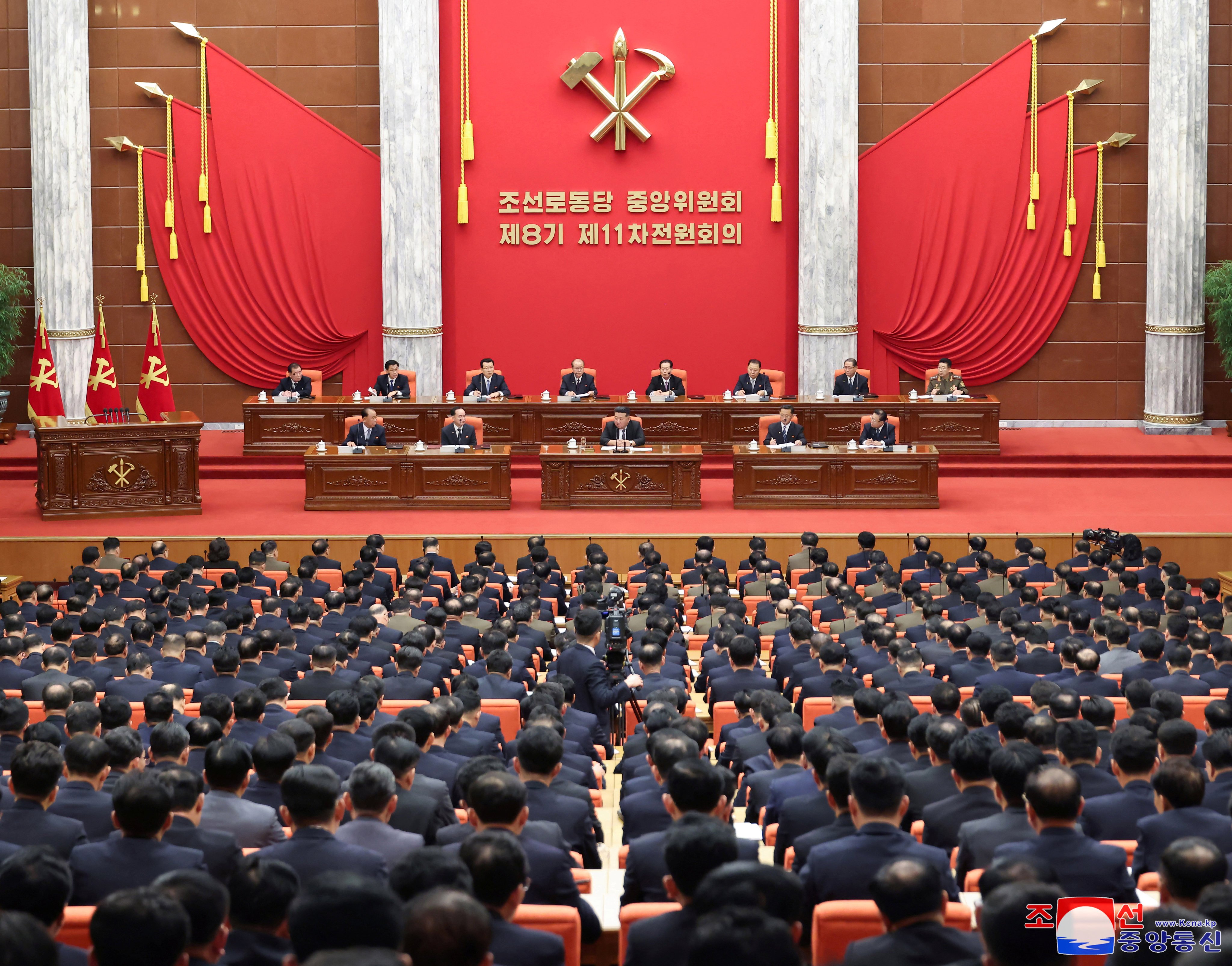 North Korean leader Kim Jong-un chairs a meeting of the country’s ruling party, in Pyongyang, North Korea. Photo: Reuters