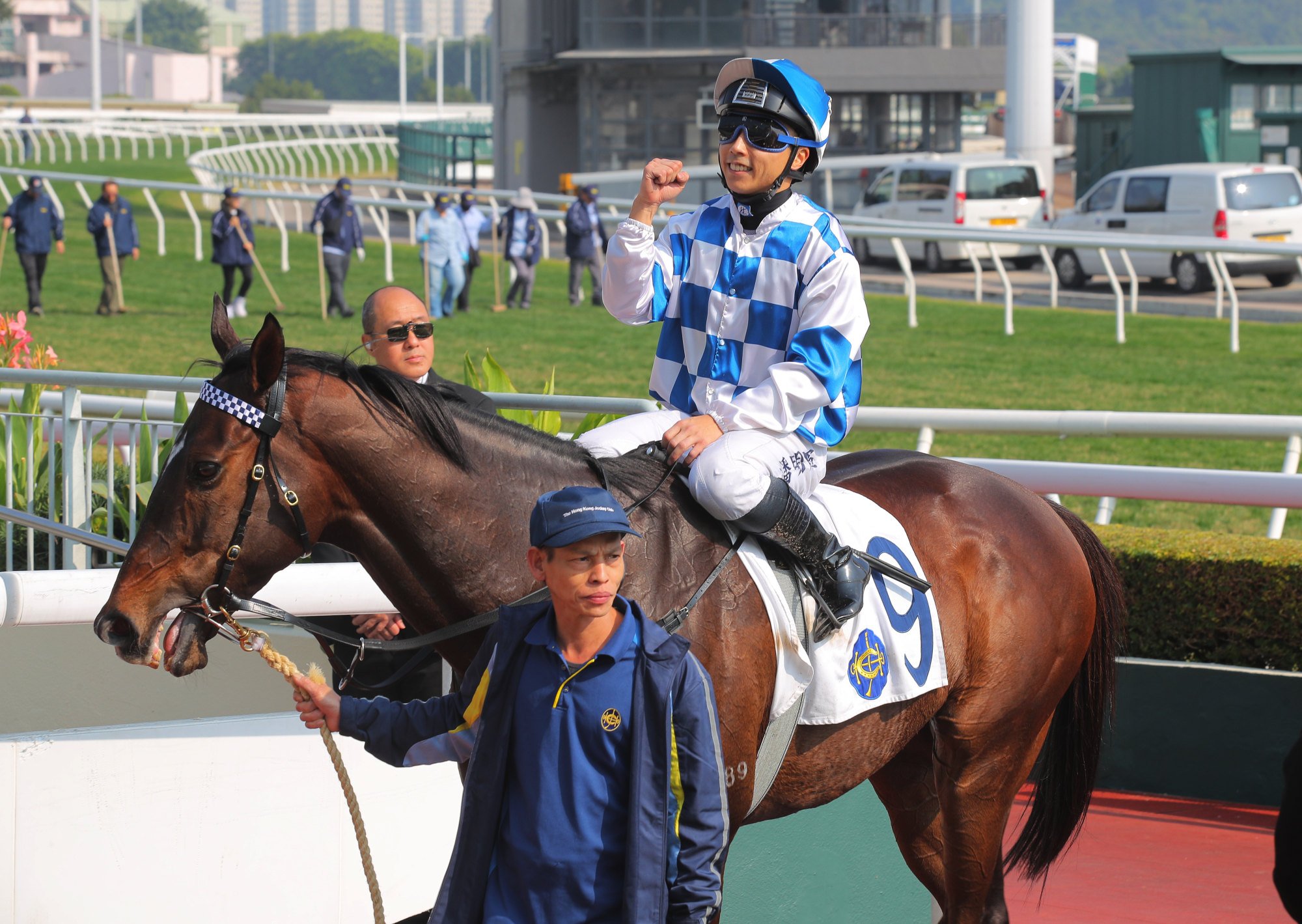 Matthew Poon pumps his fist in celebration after booting home Bravehearts.