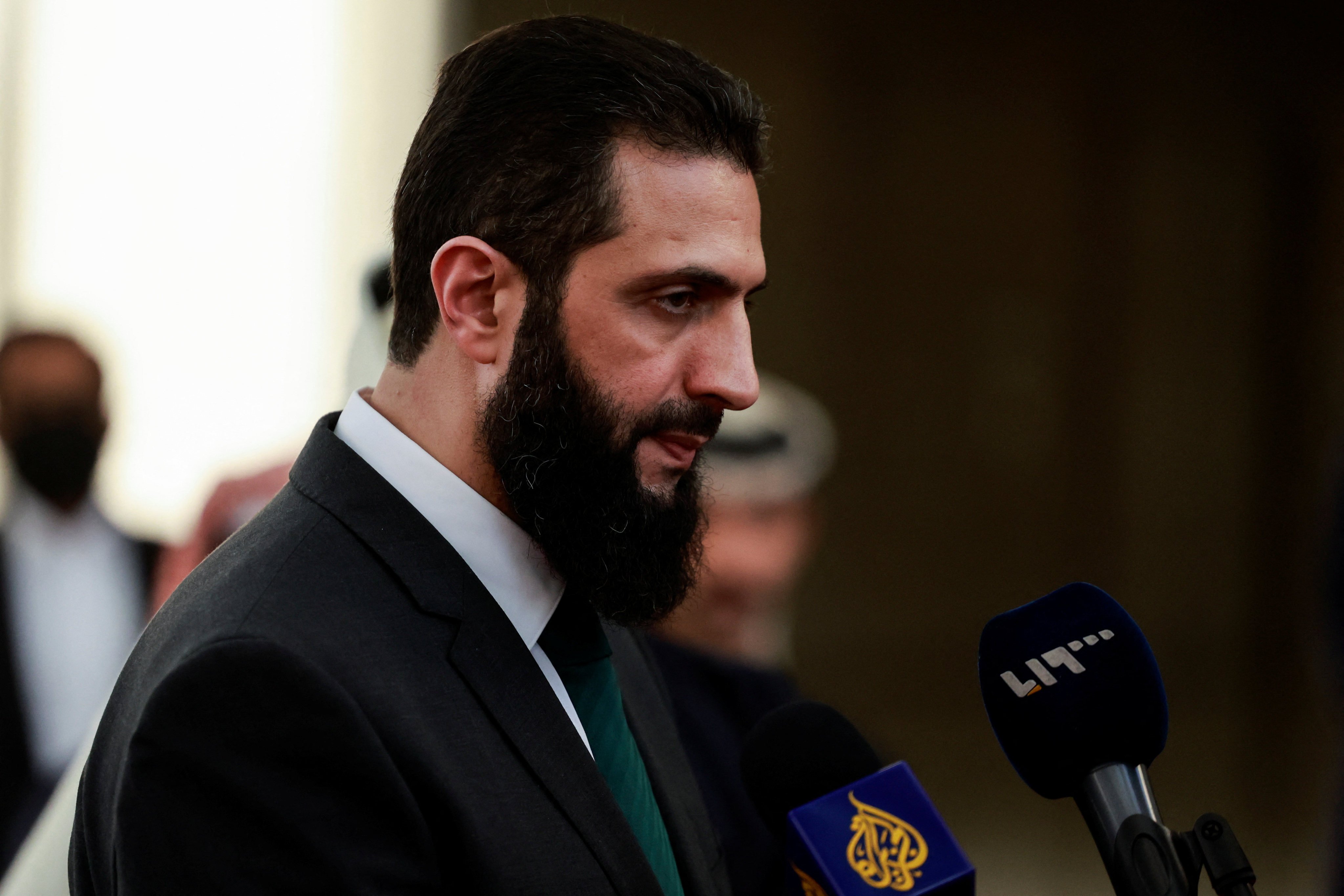 Syria’s de facto leader Ahmed al-Sharaa, also known as Abu Mohammed al-Golani, speaks to the media after the ousting of Syria’s Bashar al-Assad, in Damascus, Syria, on December 23. Photo: Reuters