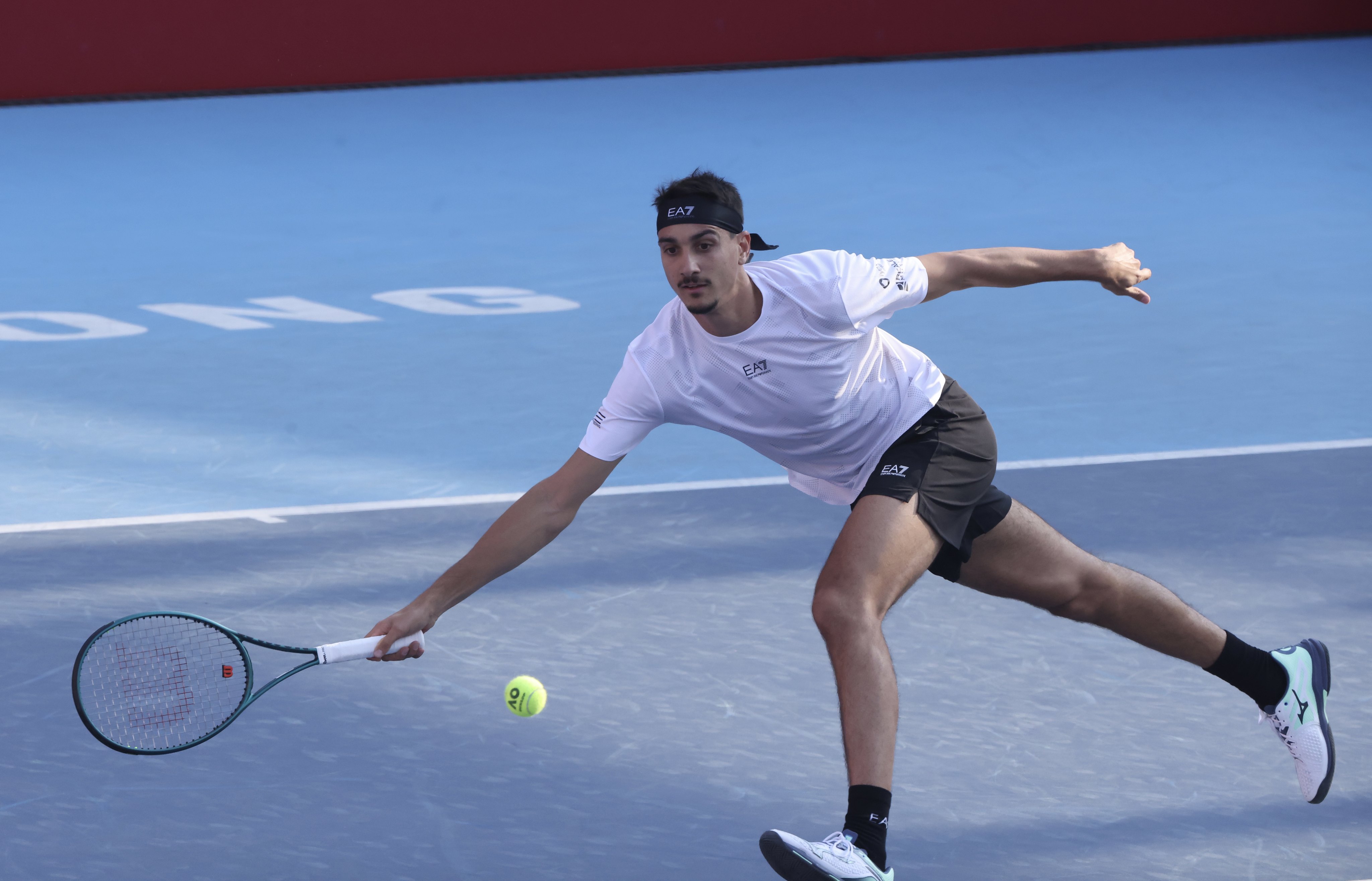 Italian Lorenzo Sonego in action at the Bank of China Hong Kong Tennis Open, at Victoria Park. Photo: Jonathan Wong