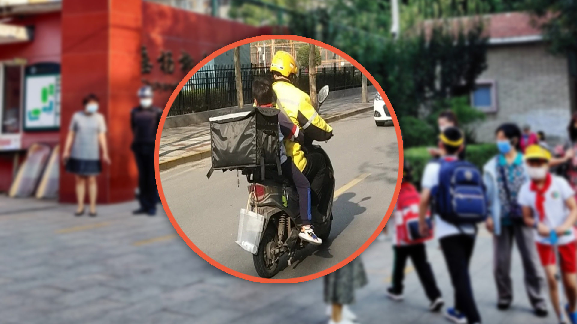 Growing numbers of parents in China are hiring couriers and delivery drivers to take their children to school, sparking safety concerns. Photo: SCMP composite/The Paper/Douyin