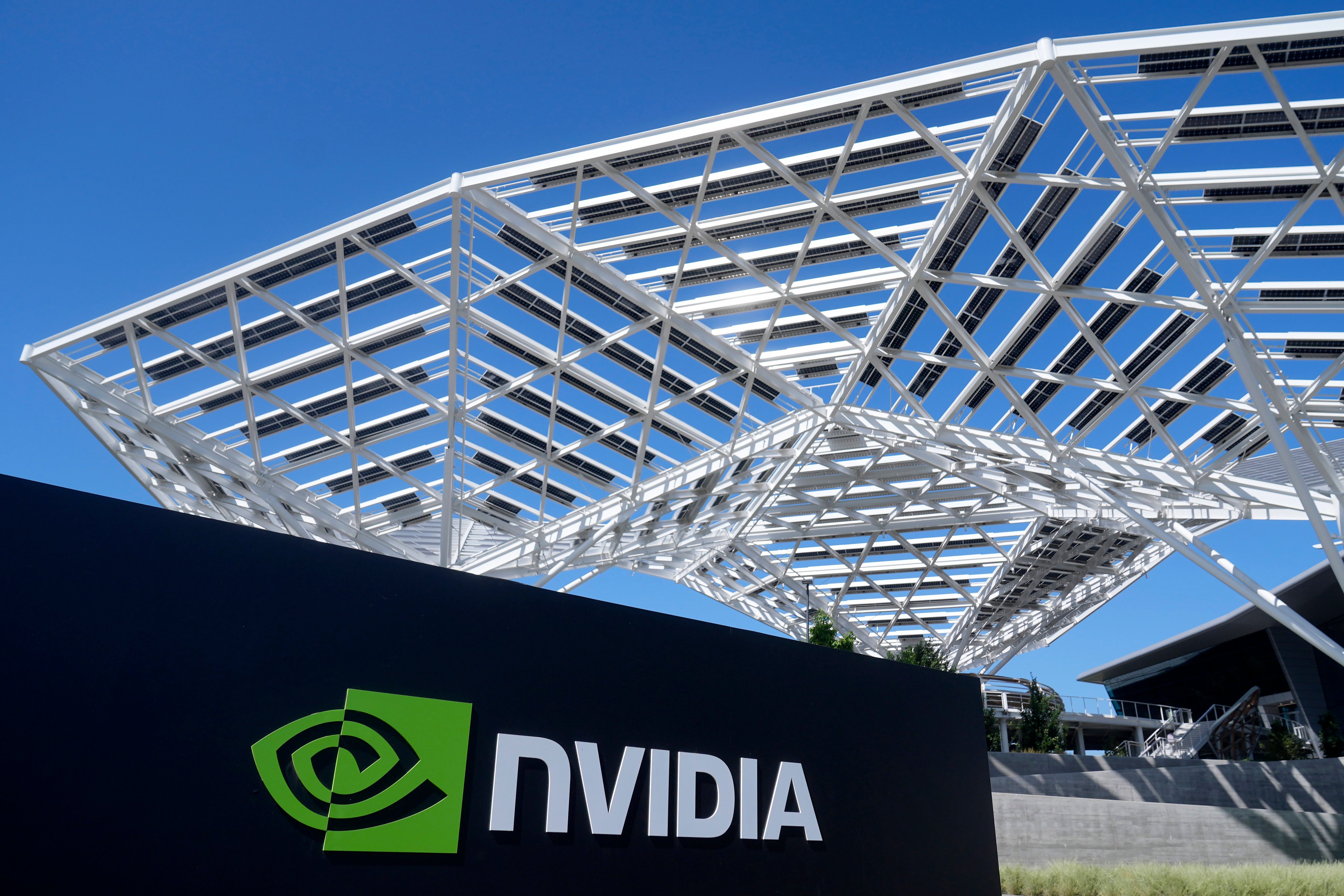 An Nvidia sign outside its building in Santa Clara, California, August 7, 2024. Photo: AP