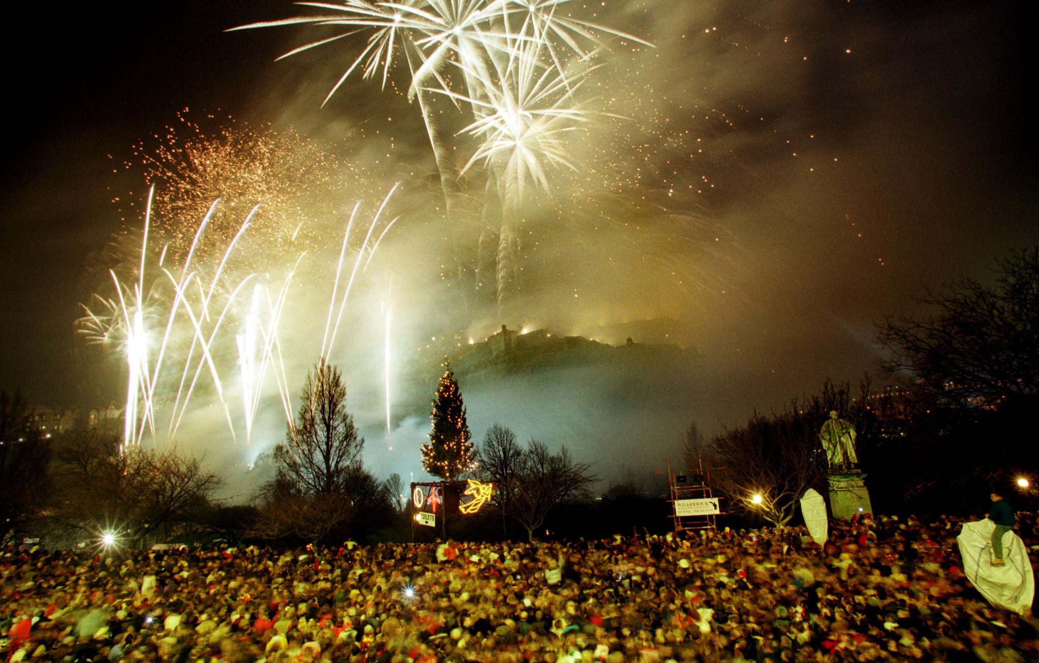 Fireworks light up the sky over Edinburgh Castle at New Year. This year’s world-famous celebrations have been cancelled due to safety concerns as stormy weather hits the Scottish capital. Photo: AP 