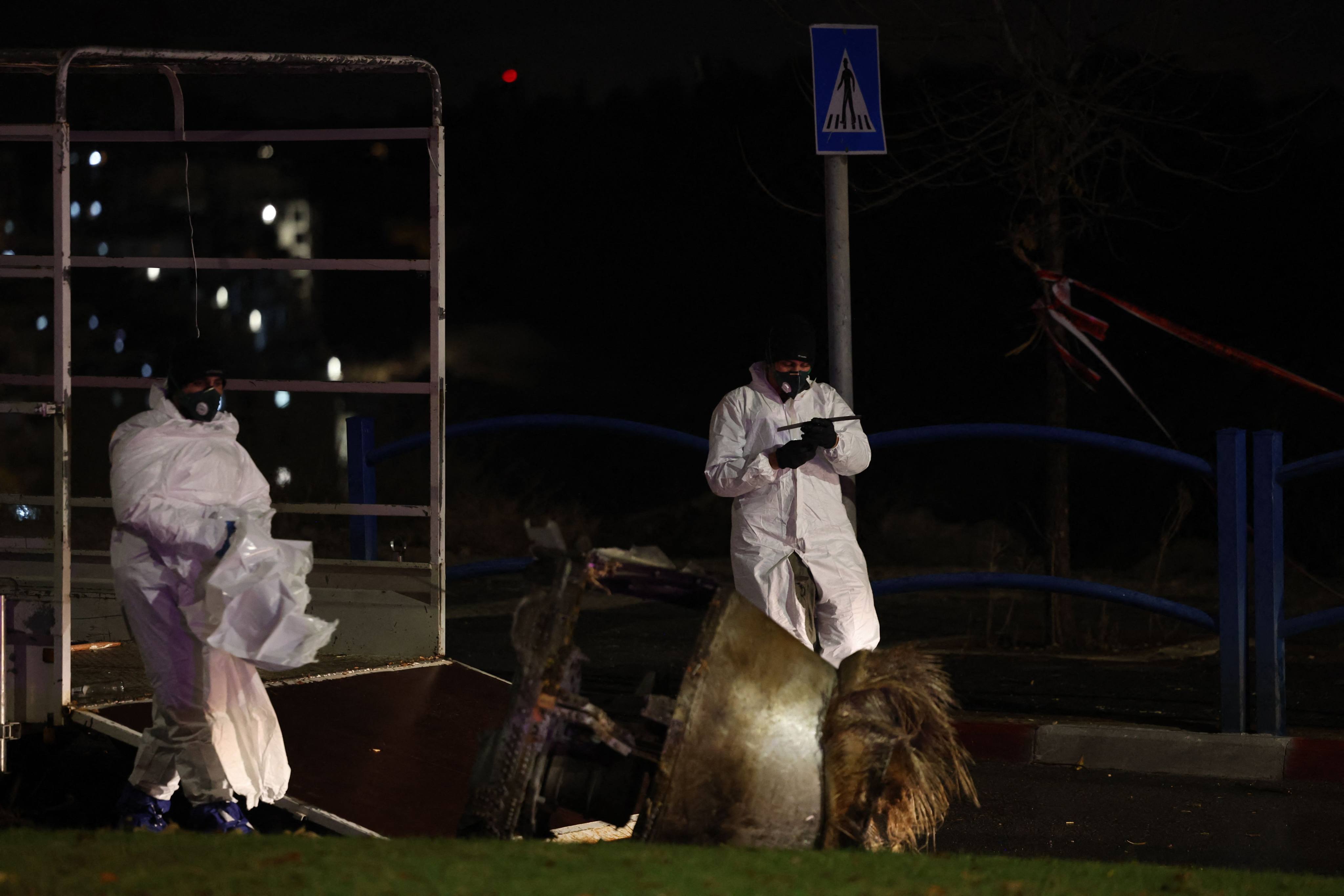 Fragments of a Houthi ballistic missile launched from Yemen at Israel in the central Israeli town of Bet Shemesh, near Jerusalem. Photo: AFP