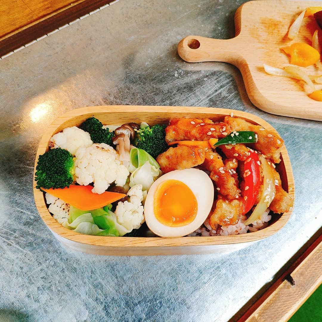 A roast pork and vegetable bento from Karui Bento. Photo: Instagram/@karuibento