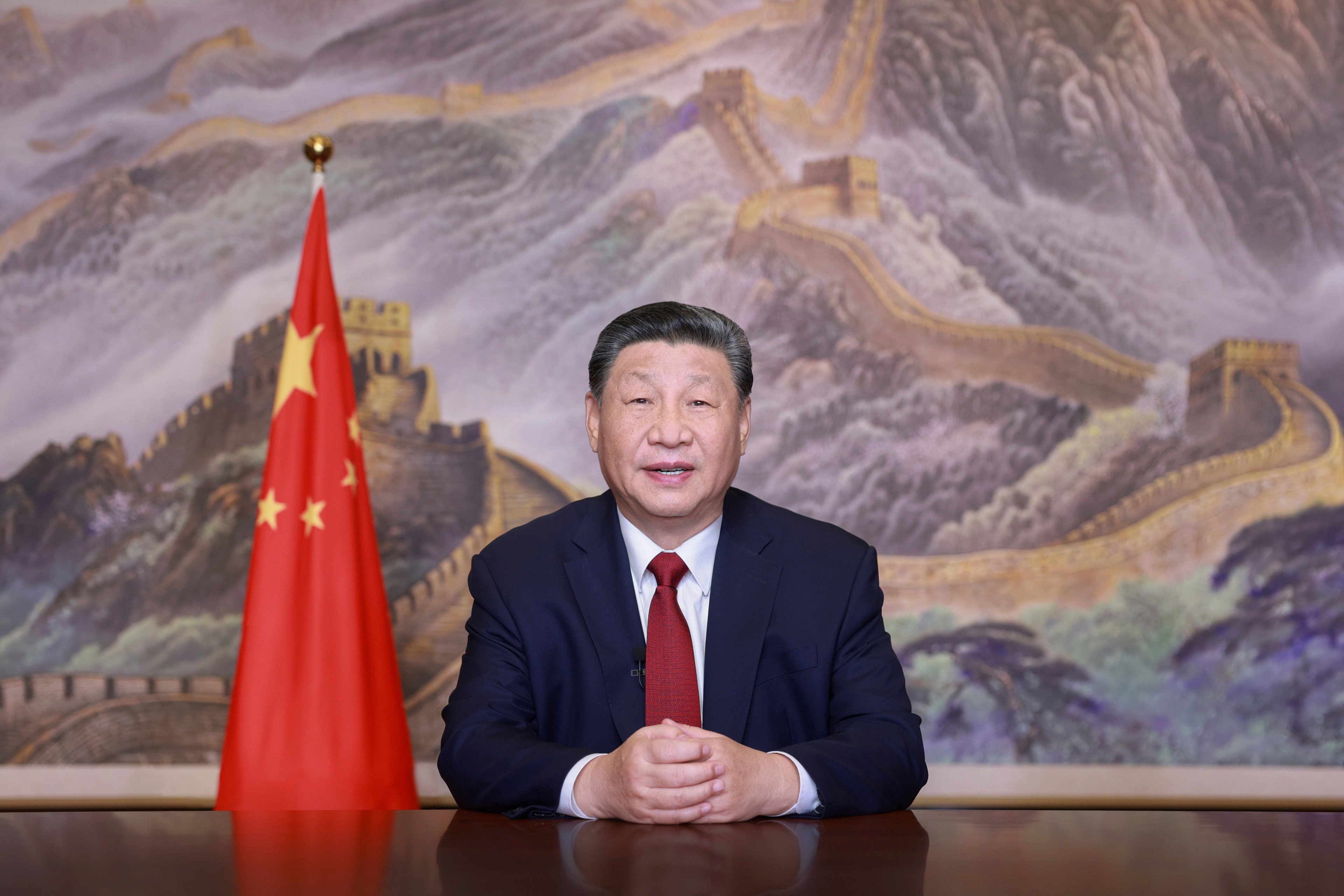 Chinese President Xi Jinping delivers a New Year’s message on Tuesday  in Beijing to ring in 2025. Photo: AP