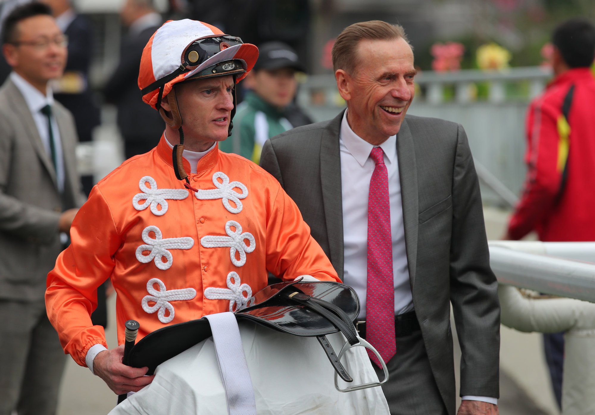 Trainer John Size and jockey Zac Purton return to the Sha Tin winners’ enclosure.