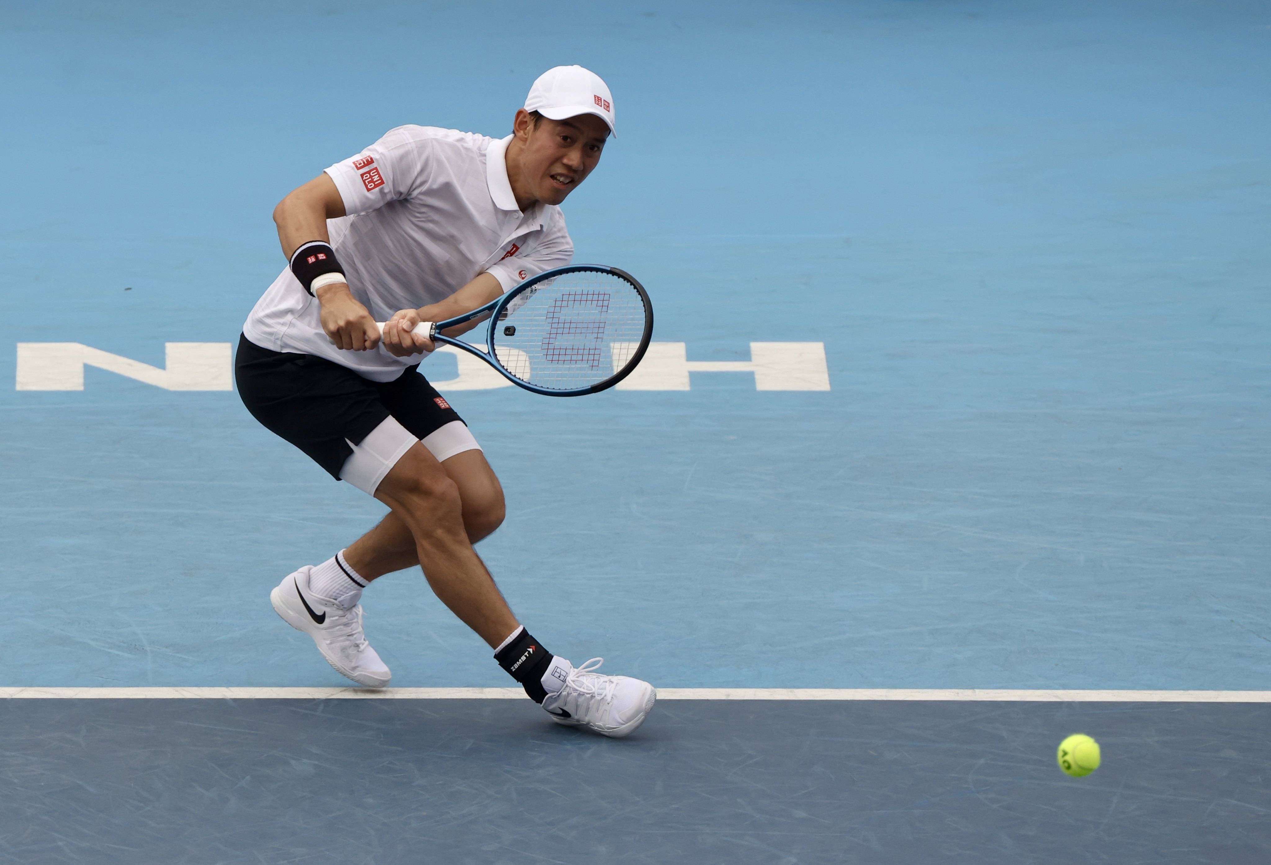 Kei Nishikori in action during his Hong Kong Open first-round victory over Denis Shapovalov. Photo: Jonathan Wong