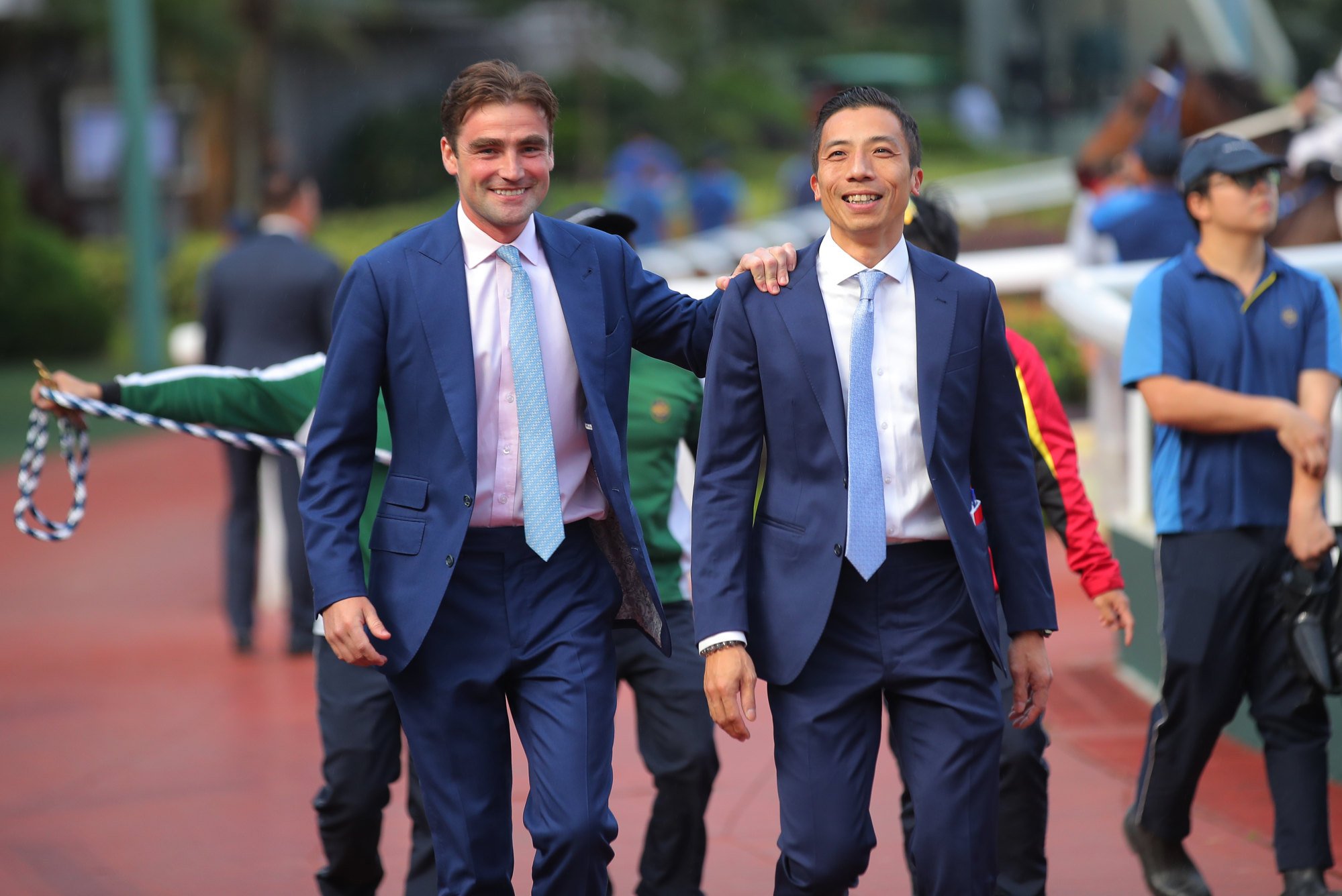 David Eustace (left) and assistant Cash Lee Tsz-wai are all smiles.