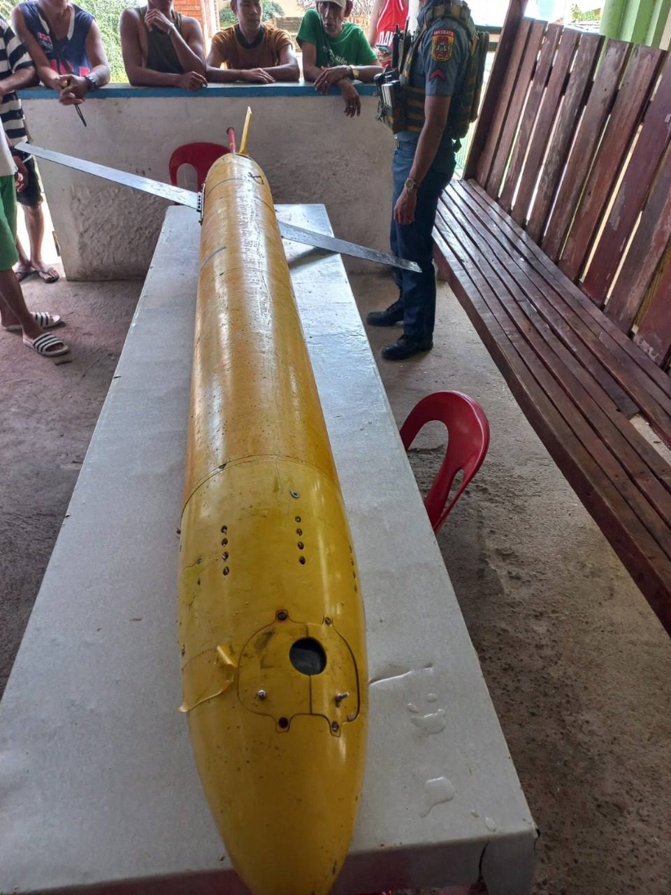 A submarine drone suspected to be from China was found by Philippine fishermen off the coast of San Pascual in Masbate province. Photo: PNP/AFP