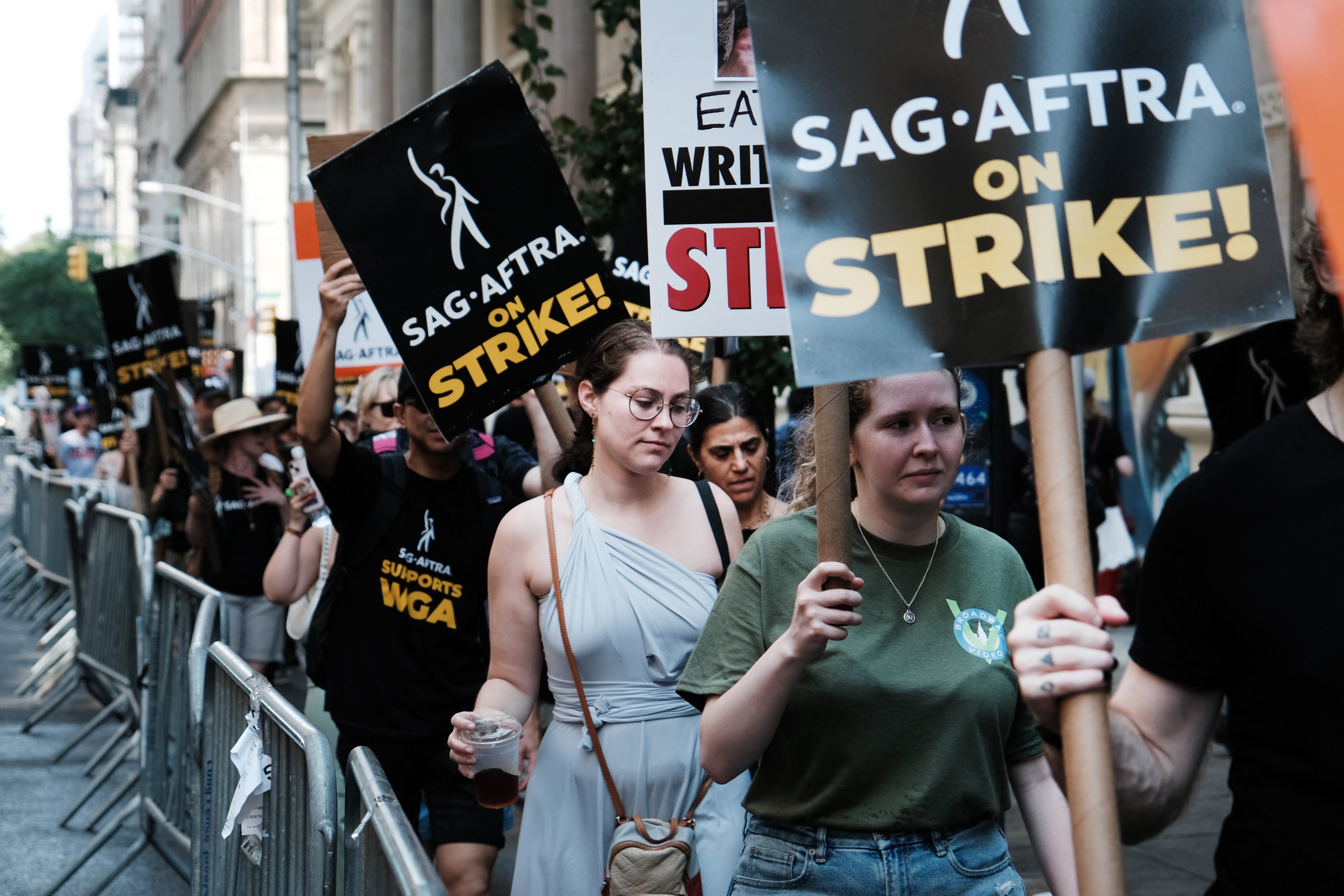 Film crews in Hollywood are dealing with a dwindling job market as productions move overseas and AI chips away at their duties. The actors’ and writers’ strikes didn’t help. Photo: Getty Images via AFP