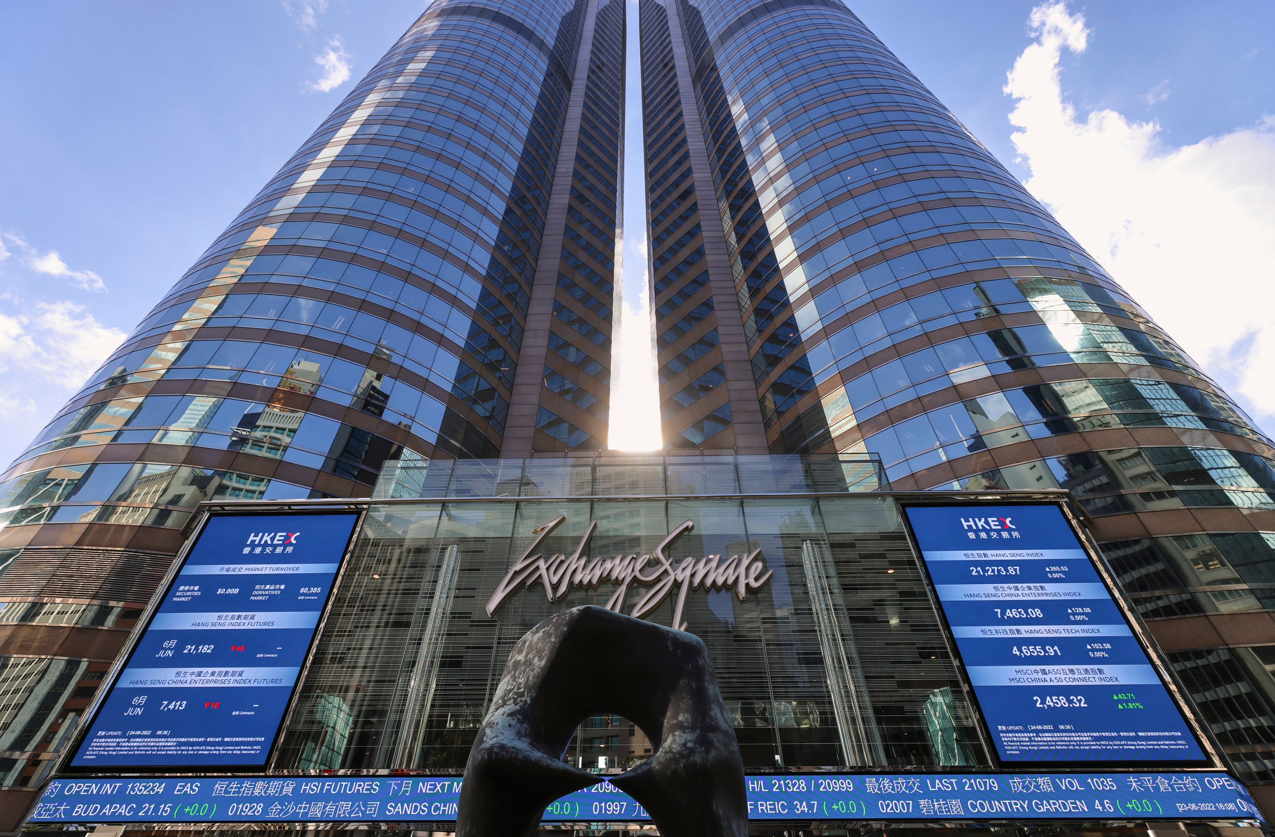 Hong Kong bourse operator Hong Kong Exchanges and Clearing is based in Exchange Square in Central, pictured on June 24, 2022. Photo: Dickson Lee