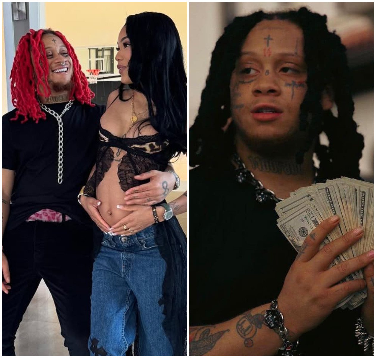 Rappers Coi Leray and Trippie Redd have announced they’re expecting a baby together. Photos: @coileray/Instagram, Trippie Redd/Facebook
