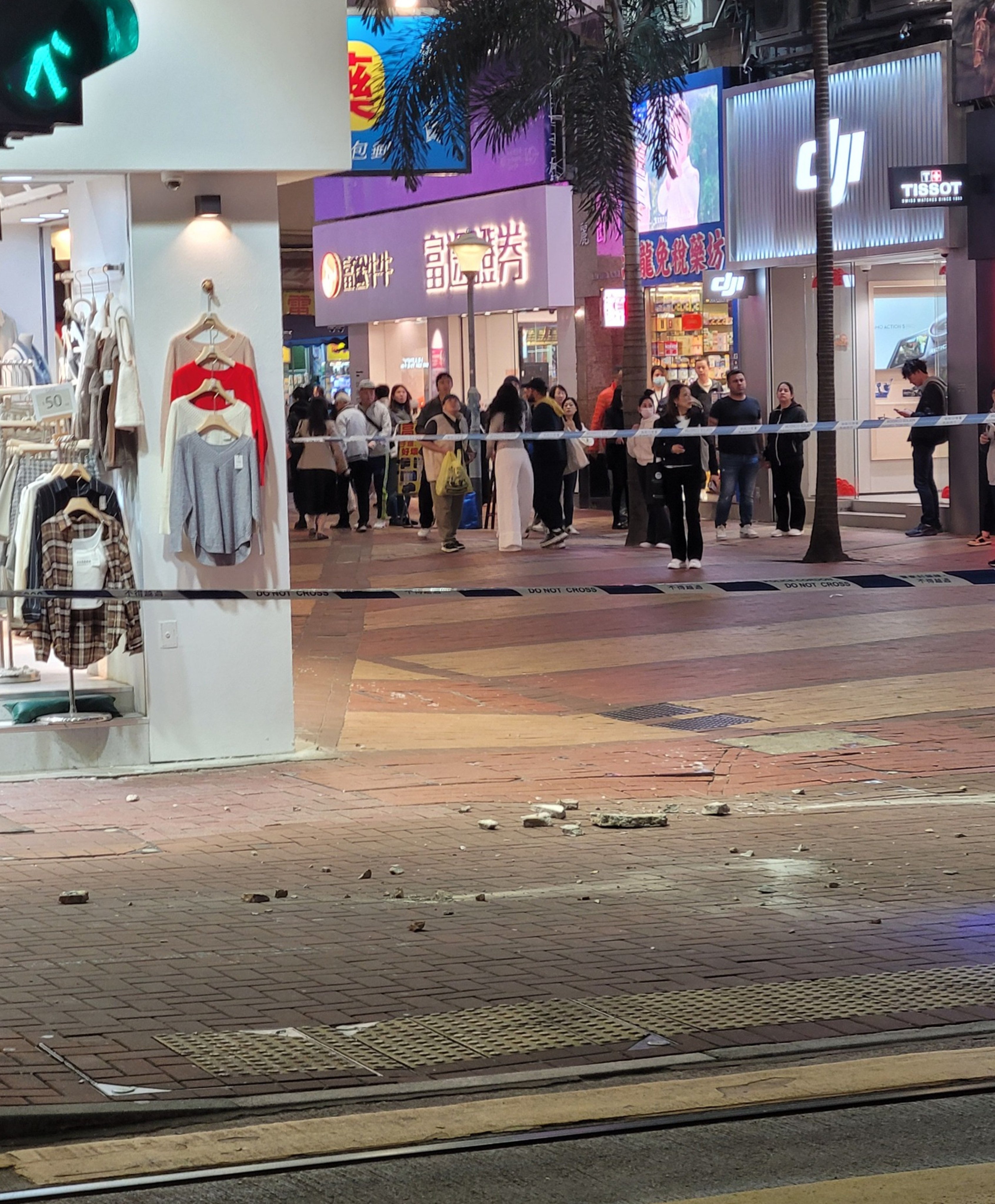 Chunks of concrete sit on the street in Causeway Bay. Photo: Facebook/Andy Yung