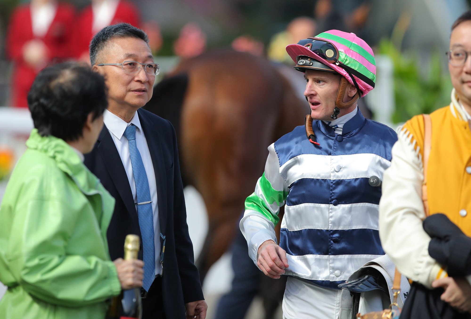 Trainer Francis Lui and jockey Zac Purton after Packing Angel’s win.