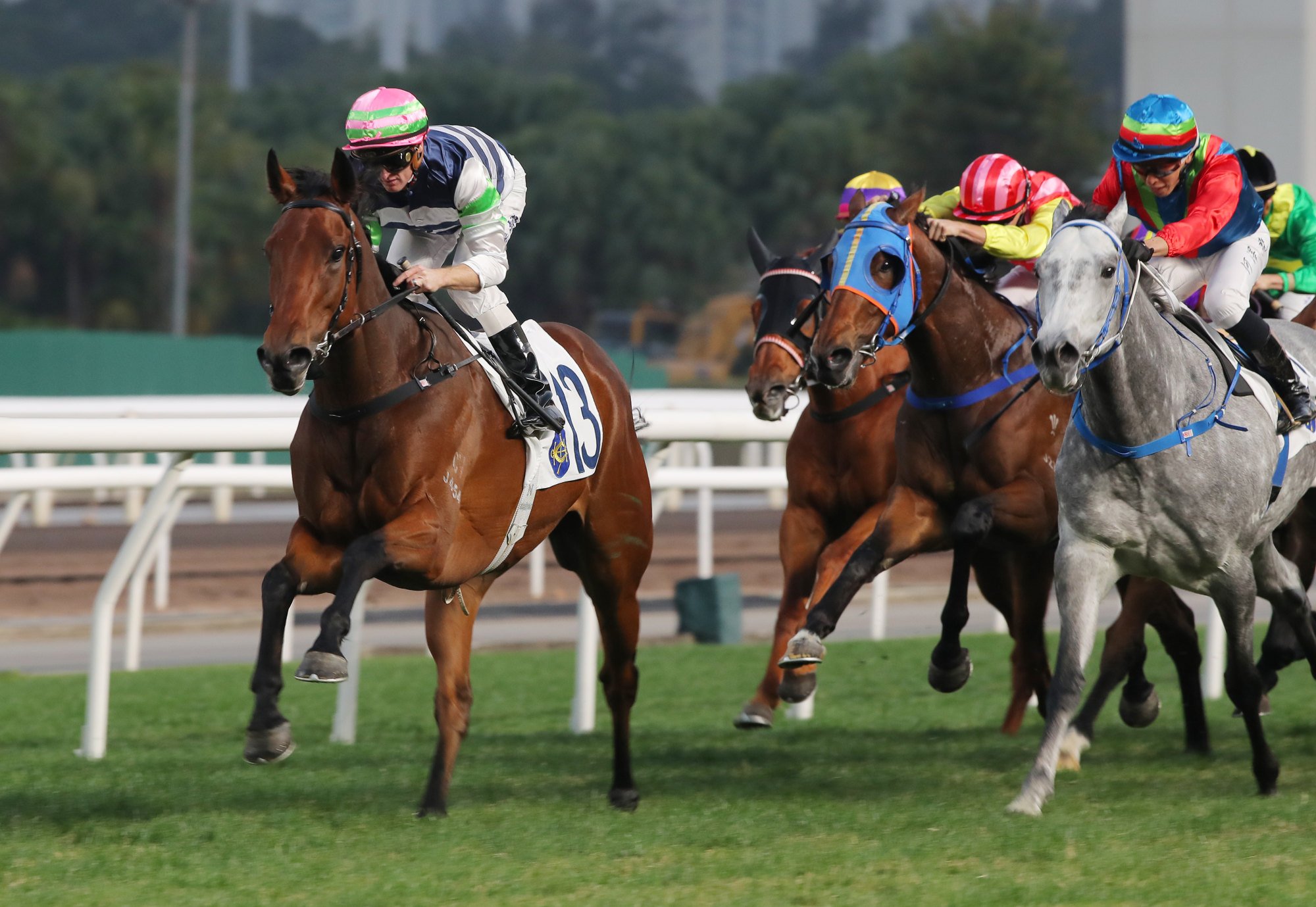 Packing Angel surges clear to score under Zac Purton on Sunday.