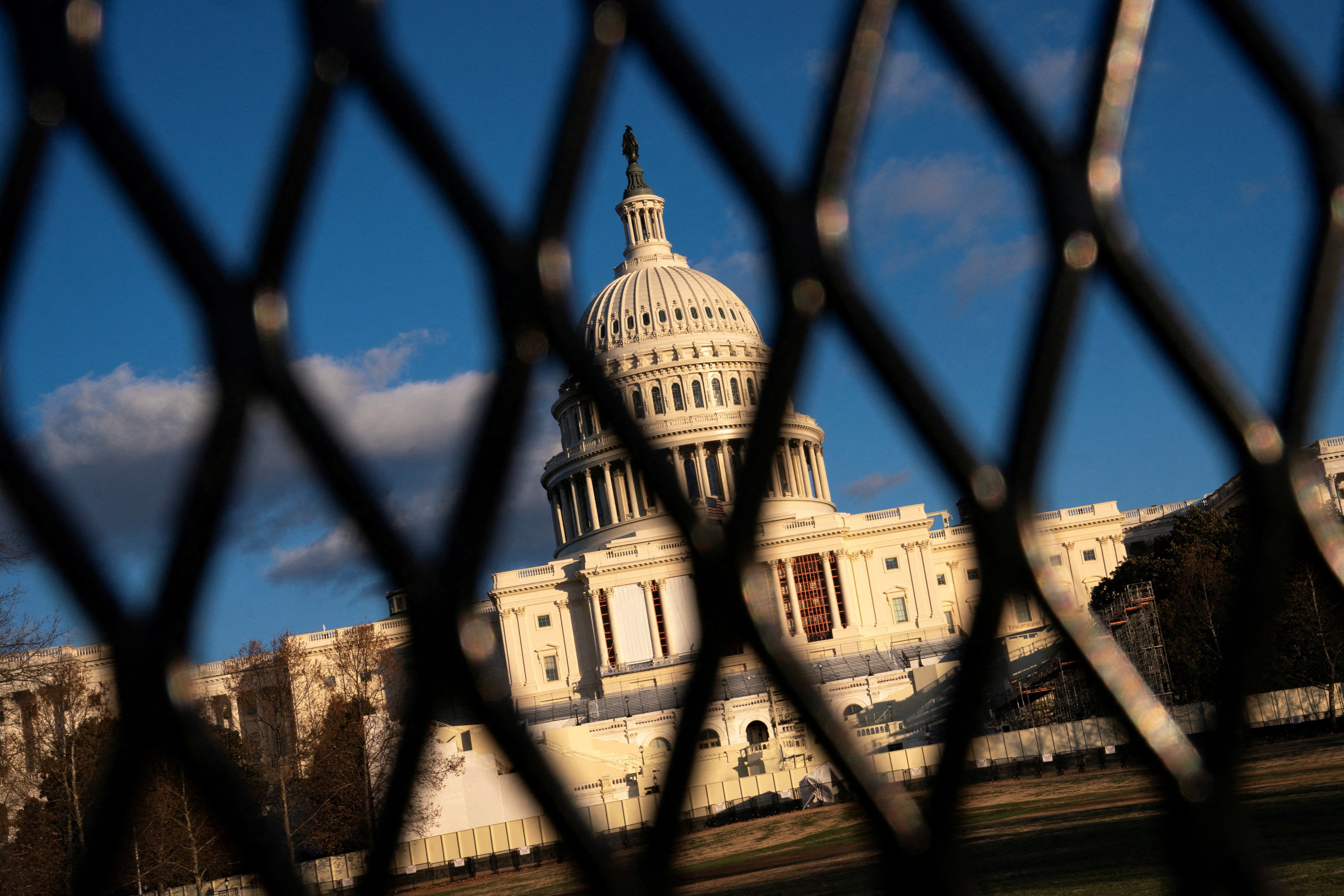 Security fencing encircles the US Capitol building in Washington. Photo: Reuters