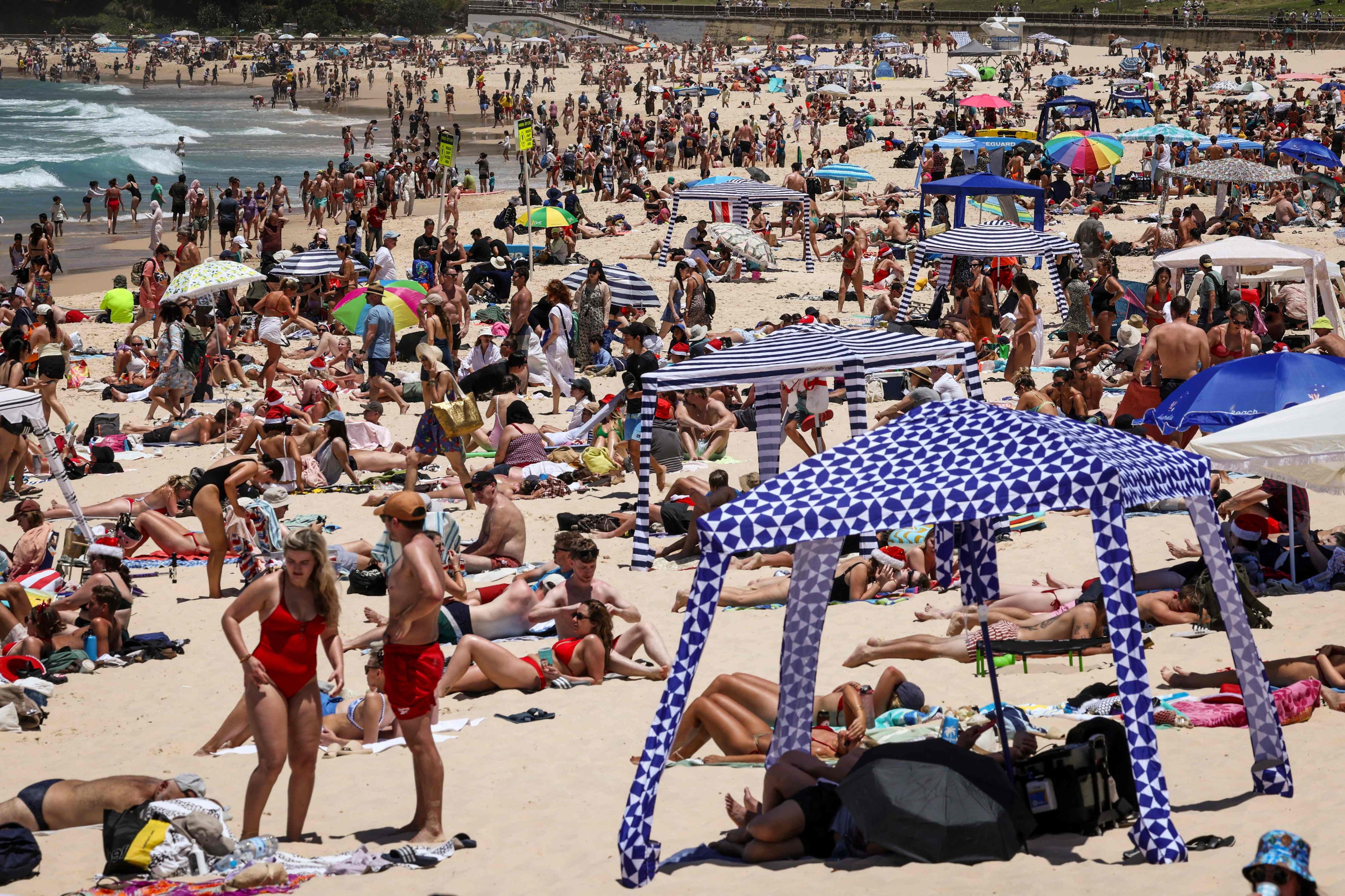 Australia’s beaches belong to everyone and no one should ‘reserve’ spots with cabanas, says Australian Prime Minister Anthony Albanese. Photo: AFP