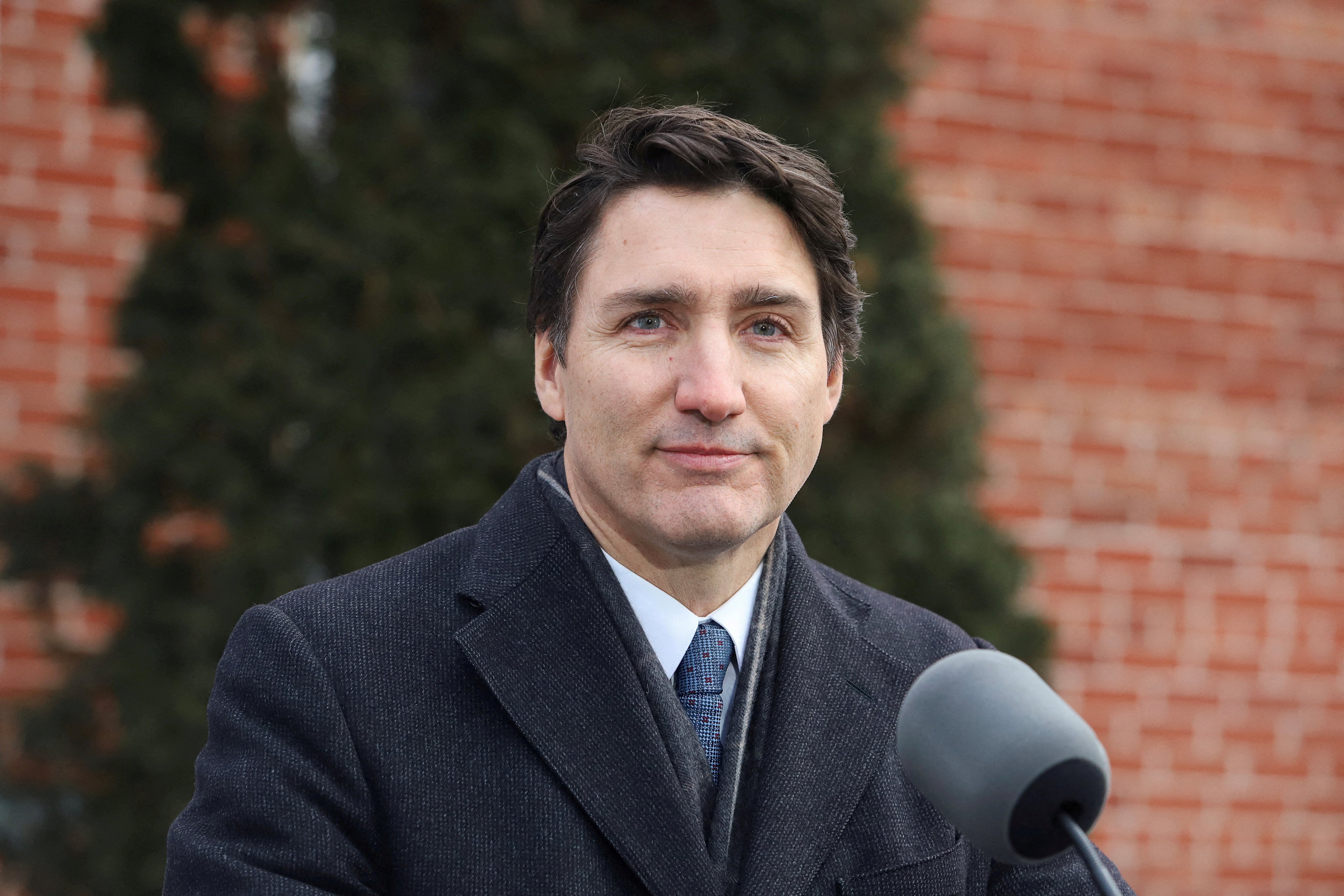 Canada’s Prime Minister Justin Trudeau making his announcement. Photo: Reuters