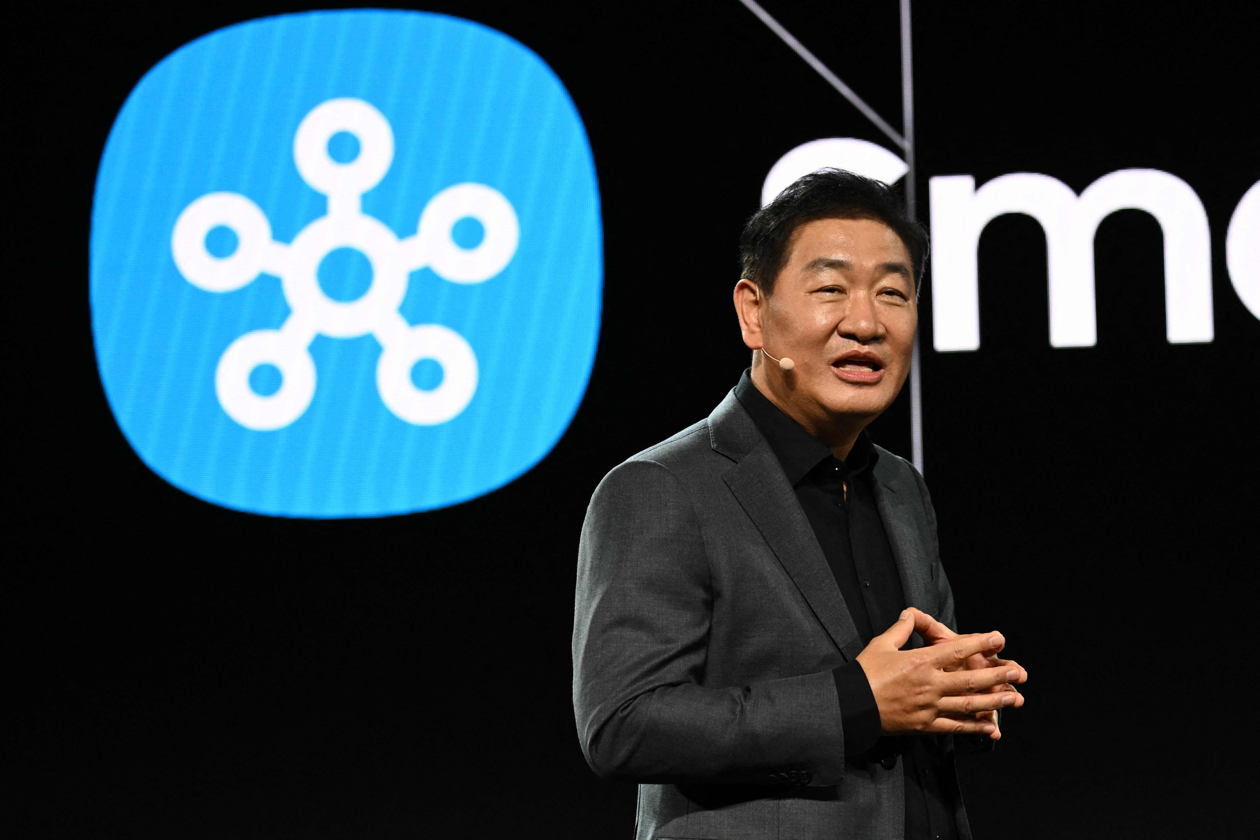 JH Han, CEO of Samsung Electronics, speaks during the Samsung press conference ahead of CES in Las Vegas, Nevada, January 6, 2025. Photo: AFP