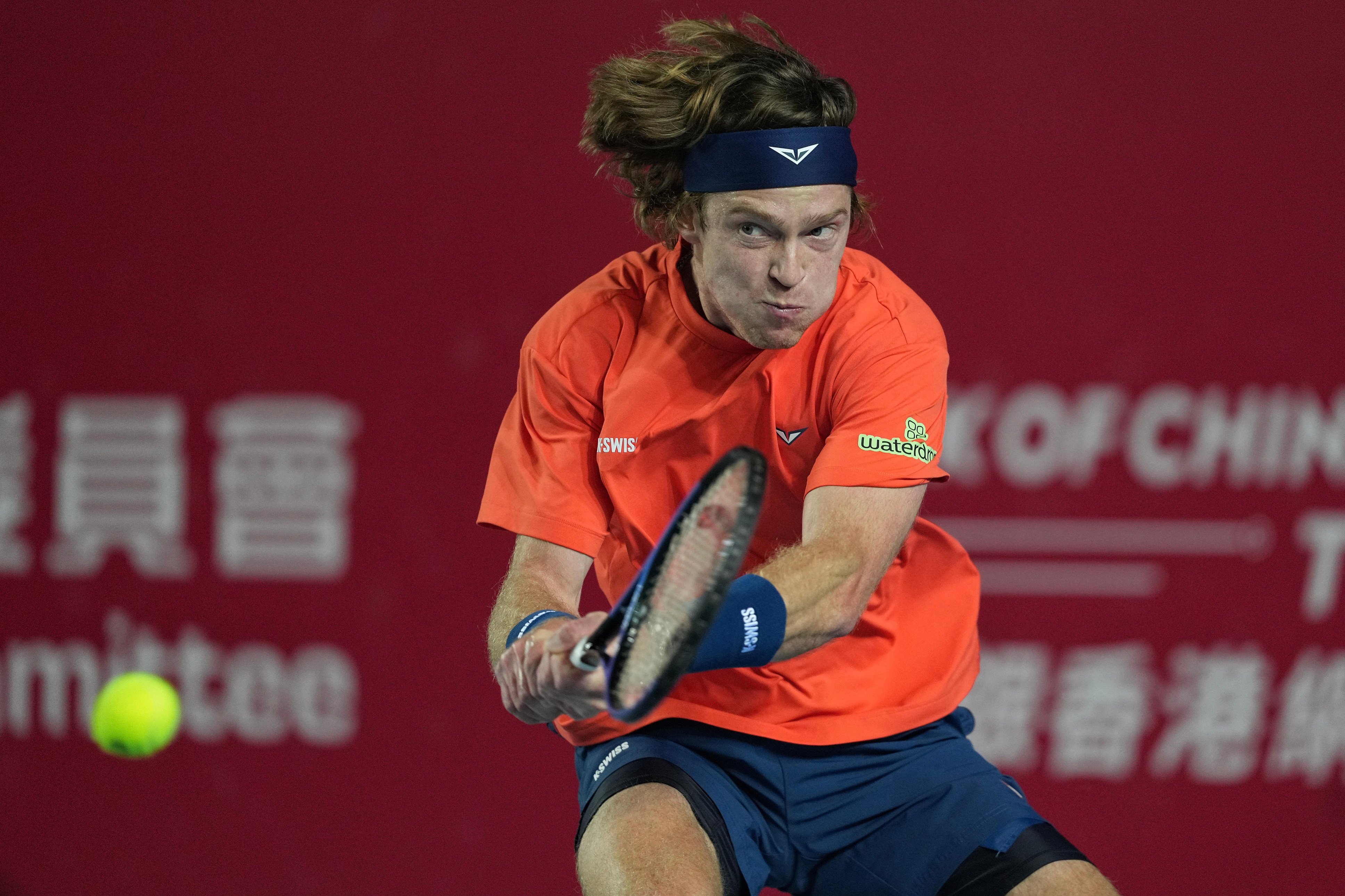 Andrey Rublev fires a backhand during his shock Bank of China Hong Kong Open loss to Fabian Marozsan. Photo: Elson Li